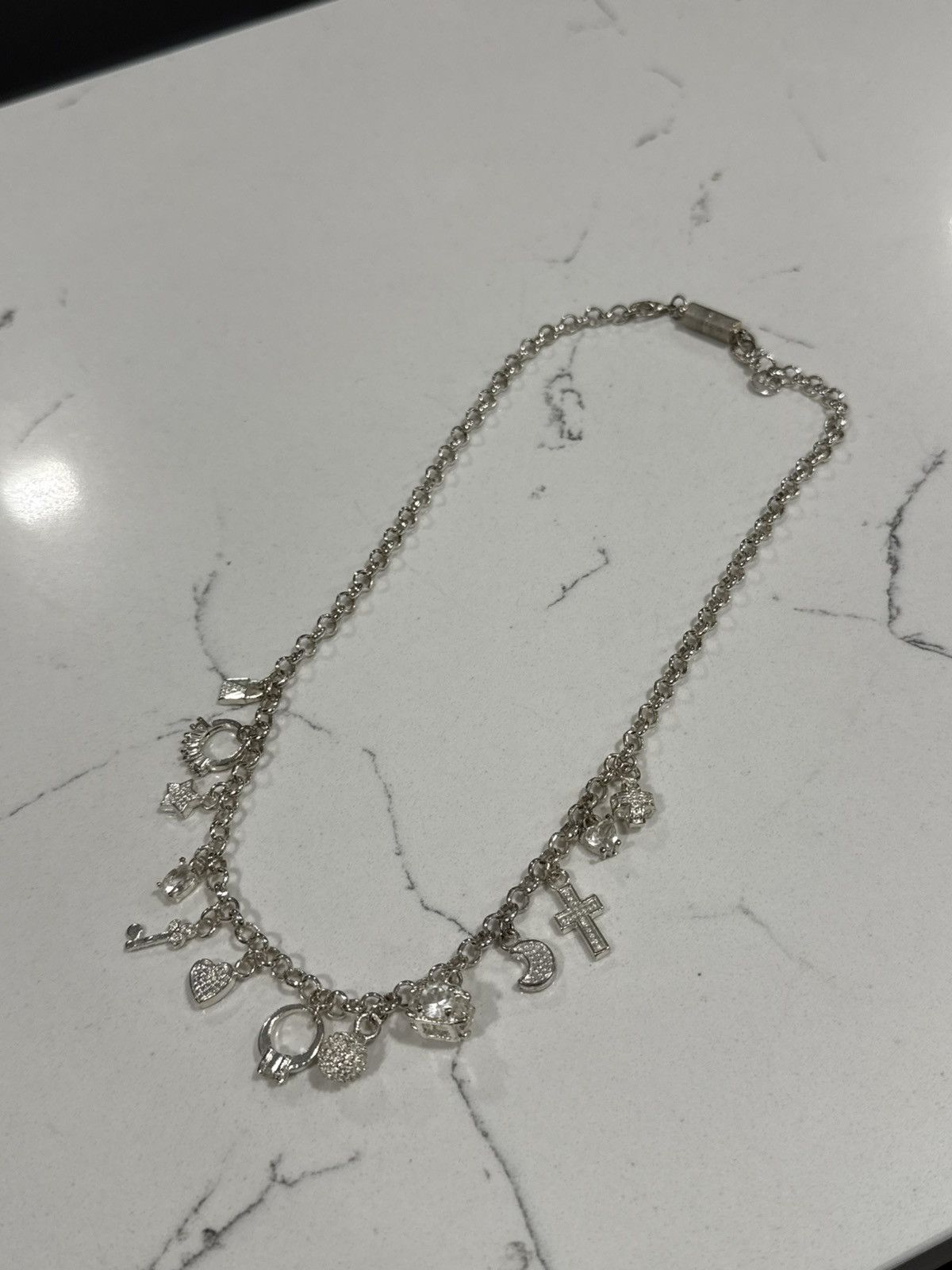 Sterling Silver Y2K Sterling Silver Charm Necklace Coquette Size ONE SIZE - 3 Thumbnail