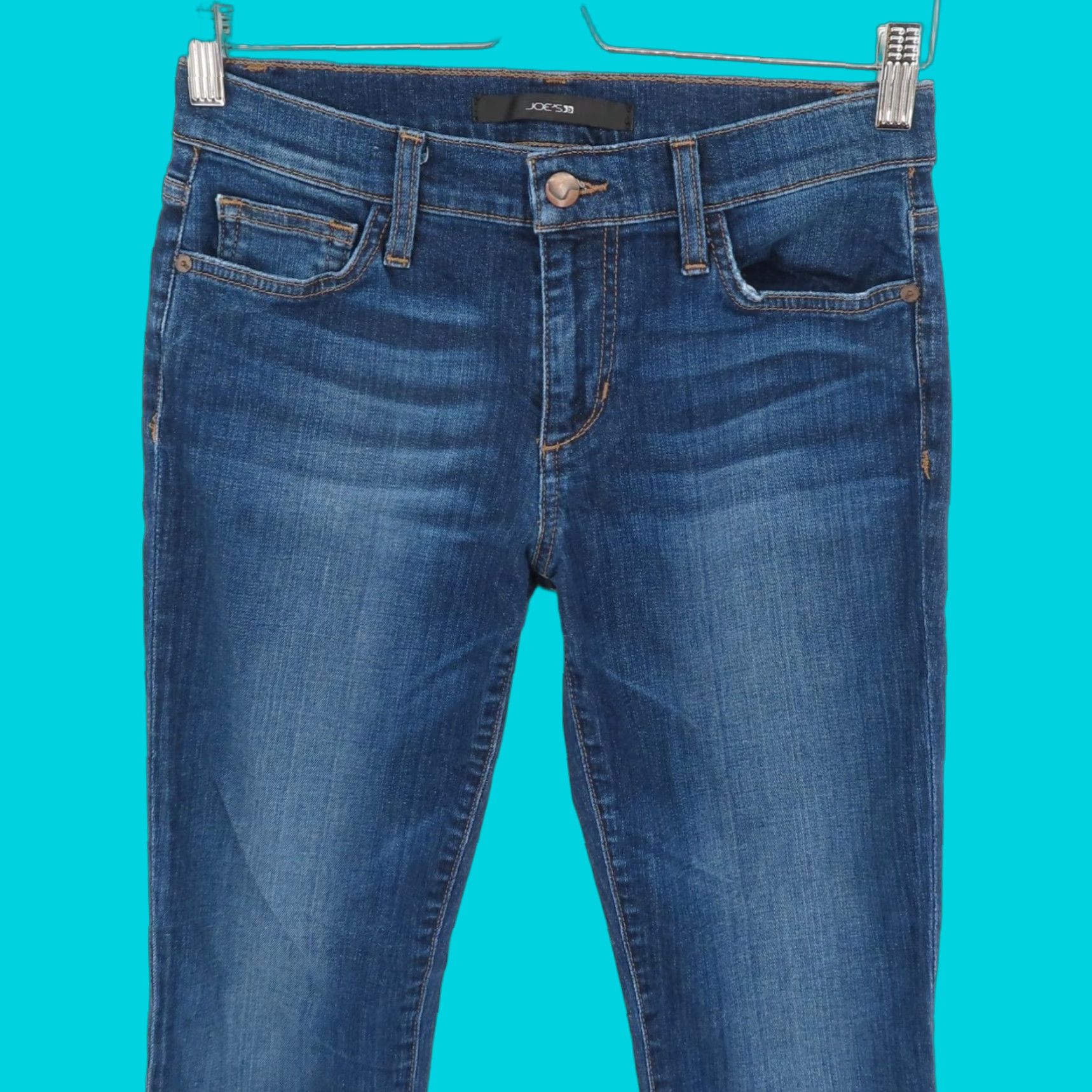 Vintage Joes Jeans Women 26 Straight Ankle Solid Dark Blue Wash Denim Pants Cotton Blend - 5-Pocket Style Regular Fit Size 26" / US 2 / IT 38 - 1 Thumbnail
