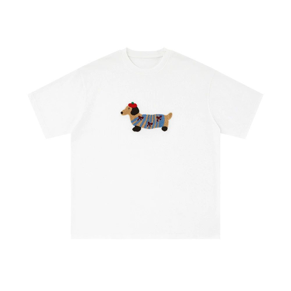 Vintage Men's casual loose dachshund puppy embroidered T-shirt Size US M / EU 48-50 / 2 - 1 Thumbnail