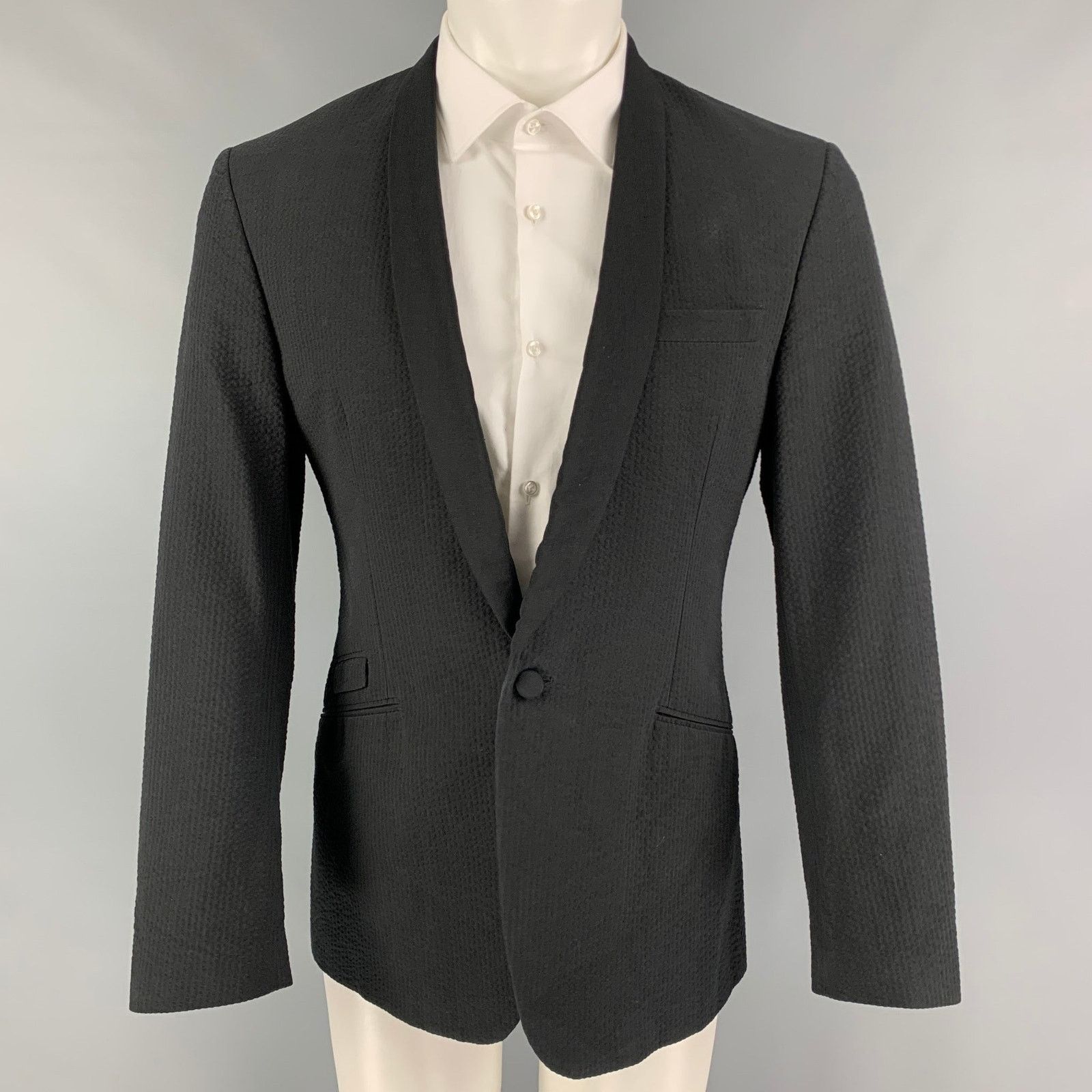 Other Size 40 Navy Seersucker Cotton Shawl Collar Sport Coat Size 40R - 1 Thumbnail