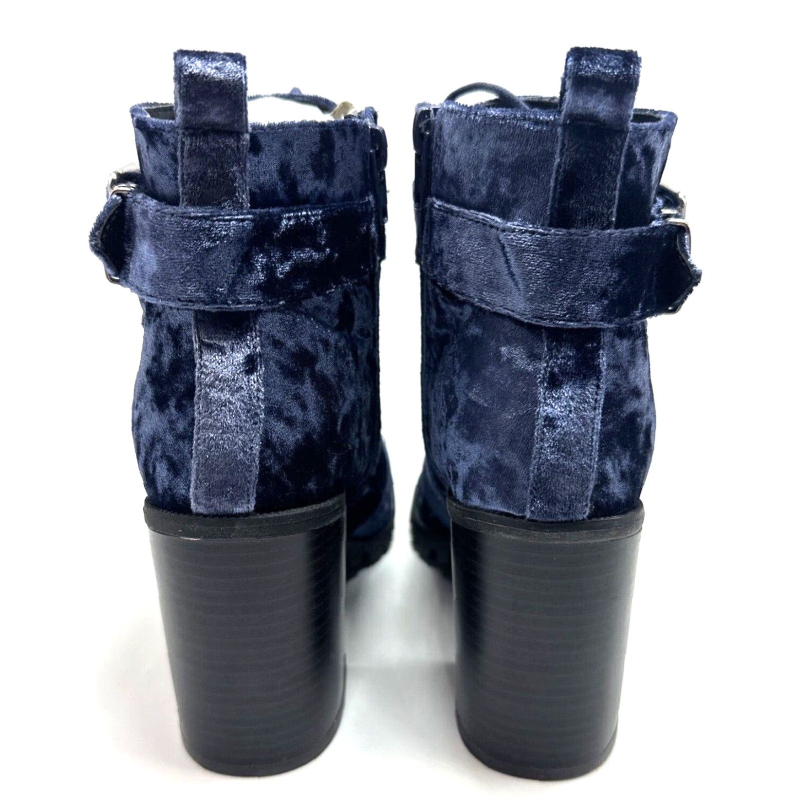 Vintage Qupid Sorrento Ankle Boot Blue Crushed Velvet Suede Block Heel Women Size 8 Boots Size US 8 / IT 38 - 4 Thumbnail