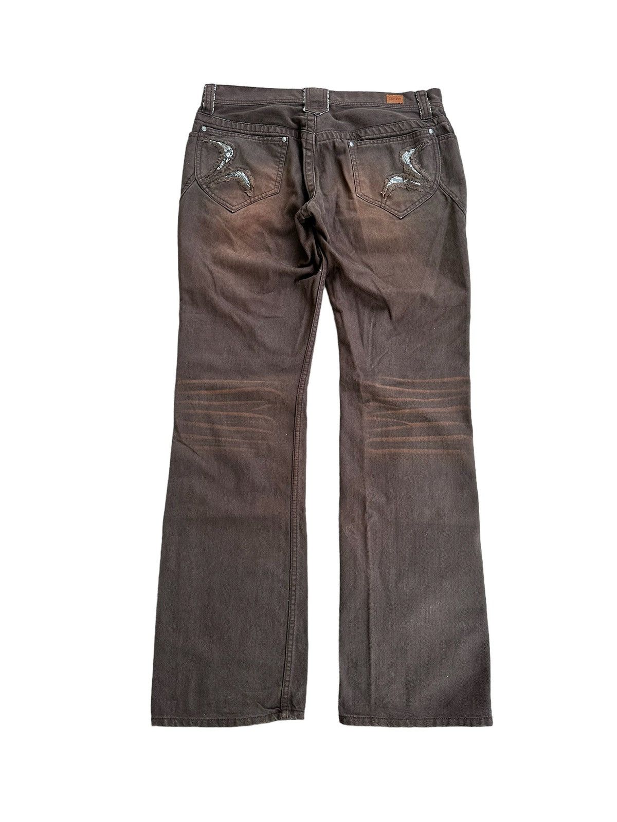 If Six Was Nine Insane Vintage Japanese Brand Flare Jeans With Snake Skins Size US 34 / EU 50 - 6 Thumbnail