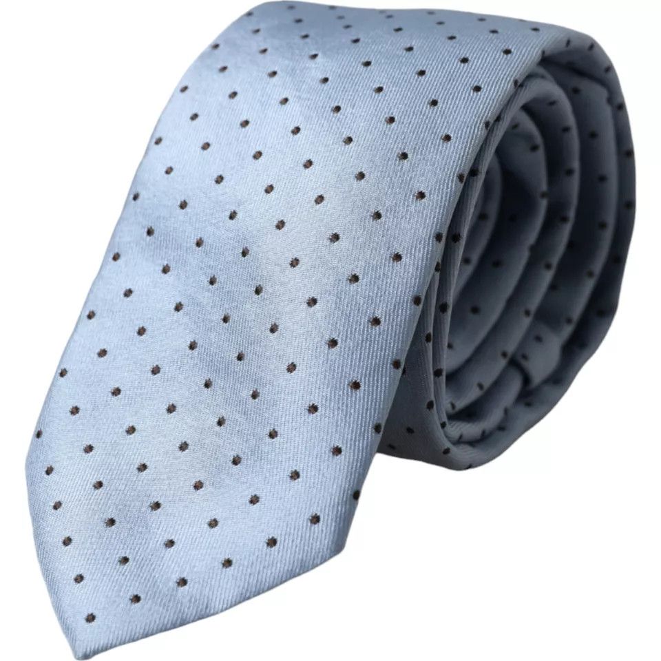 Dolce & Gabbana Light Blue Polka Dot Silk Adjustable Men Men's Tie Size ONE SIZE - 1 Thumbnail
