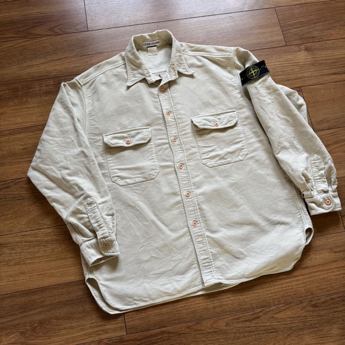 Stone Island Vintage 90s beige overshirt jackst Size US XL / EU 56 / 4 - 3 Thumbnail