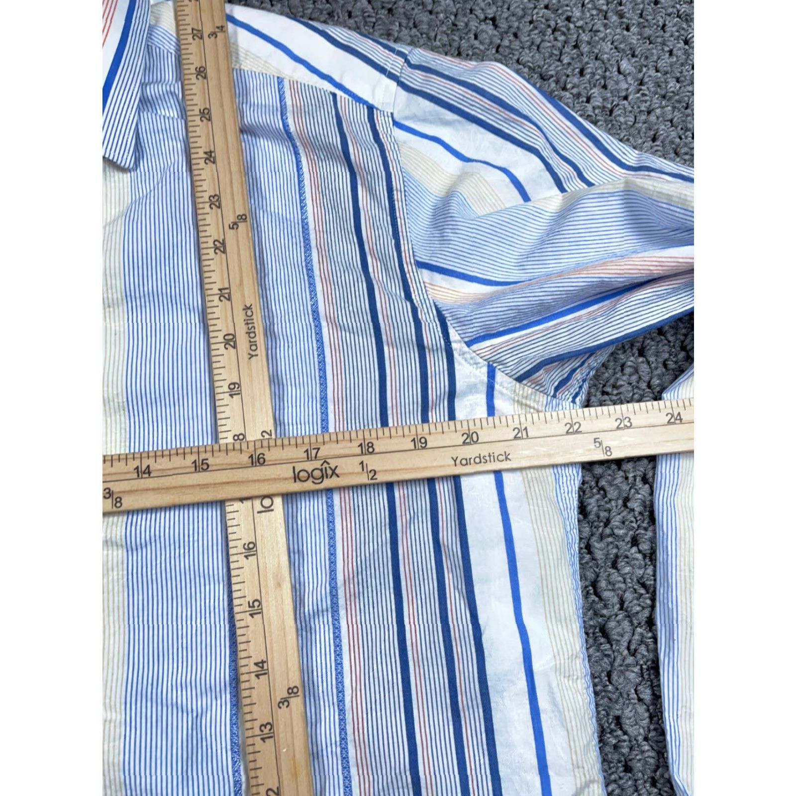 Robert Graham Robert Graham Shirt Adult Medium Blue White Floral Flip Cuff Striped Pattern Size US M / EU 48-50 / 2 - 7 Thumbnail