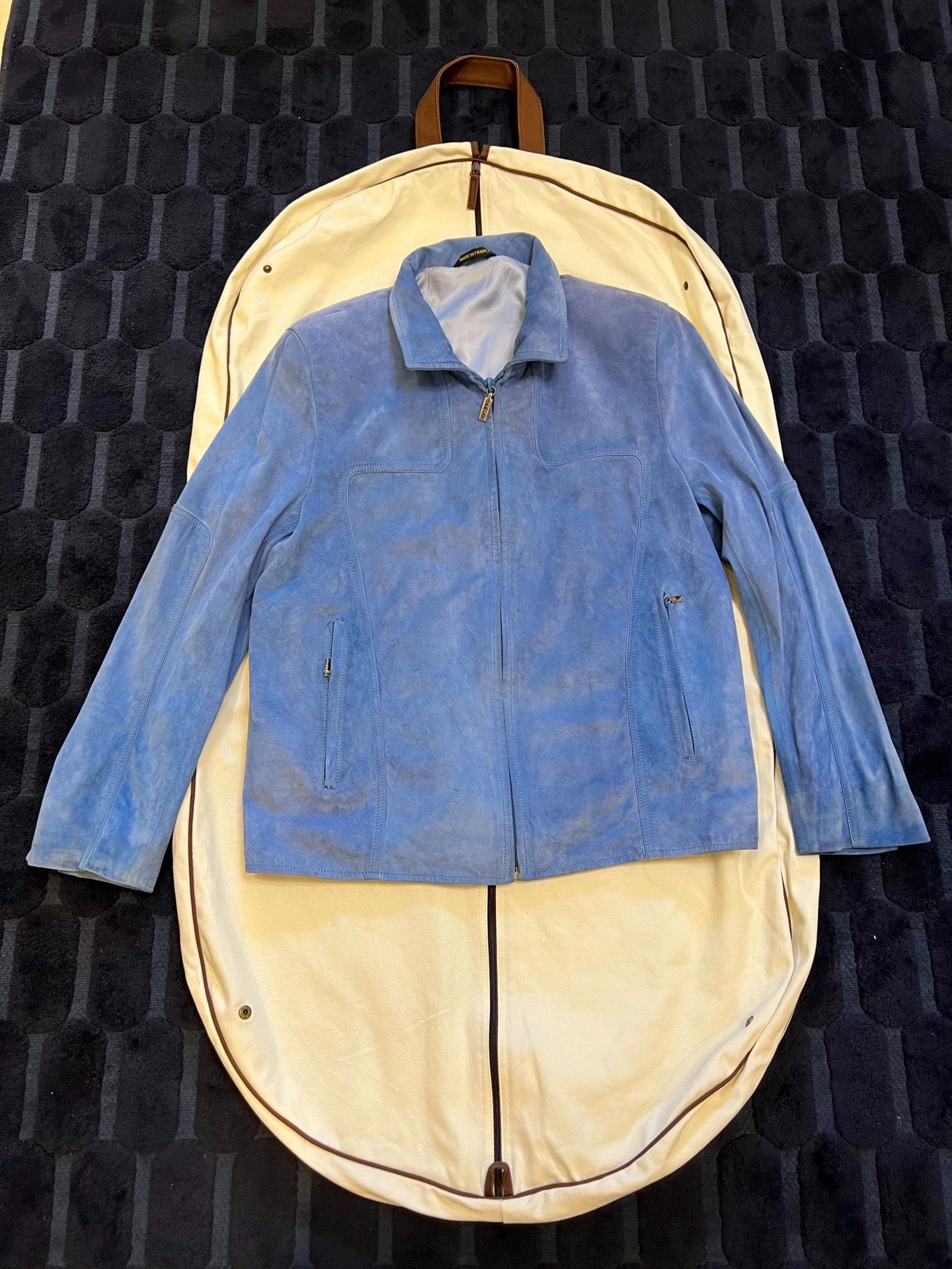 Zilli Blue Leather Jacket with Zip Closure and Pockets Size US L / EU 52-54 / 3 - 1 Thumbnail