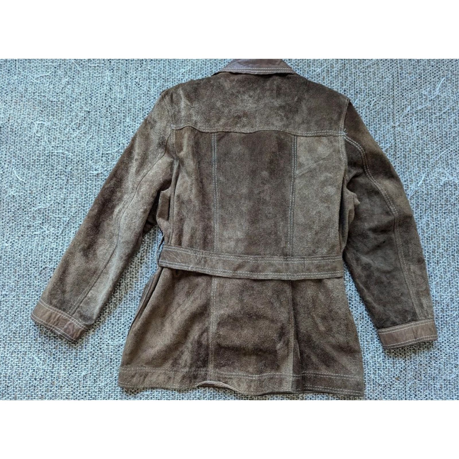 Sears VINTAGE SEARS COAT leather split-suede COWHIDE belted western jacket 42 M Brown Mens Size US M / EU 48-50 / 2 - 2 Thumbnail