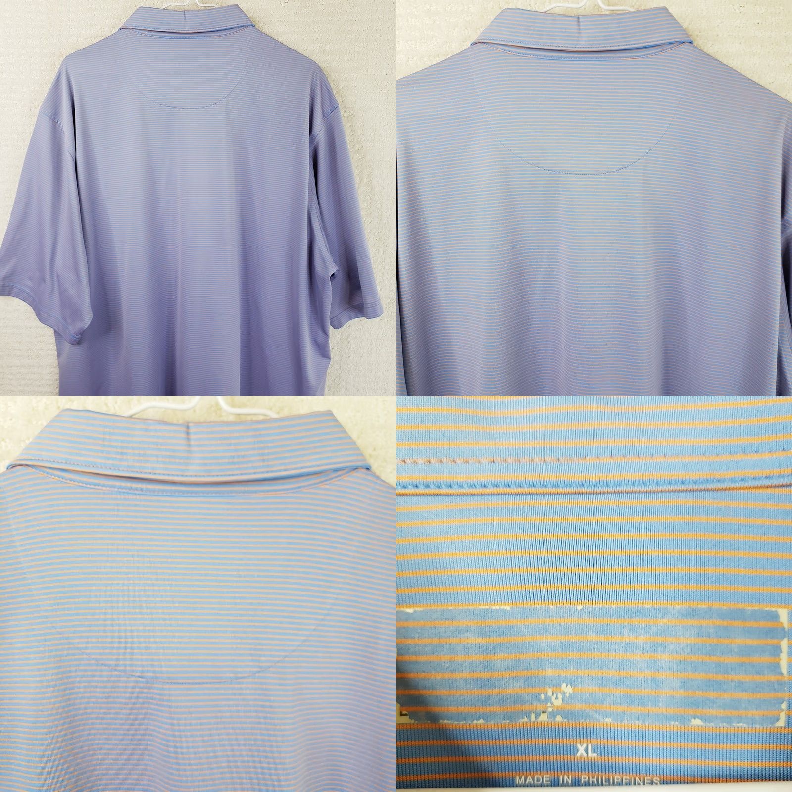 Vintage Donald Ross Polo Mens XL Blue Pink Striped Bird Logo 1928 Performance Golf Shirt Size US XL / EU 56 / 4 - 8 Thumbnail