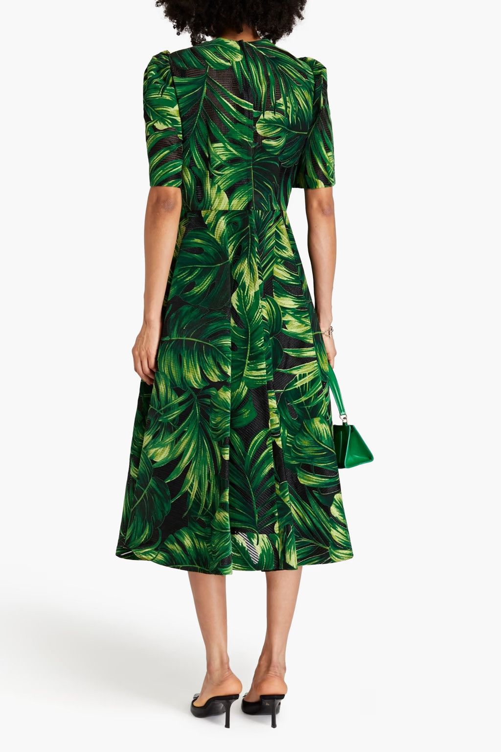 Dolce & Gabbana o1y0825 Short-Sleeves Midi Dress in Green/Black Size XS / US 0-2 / IT 36-38 - 3 Thumbnail