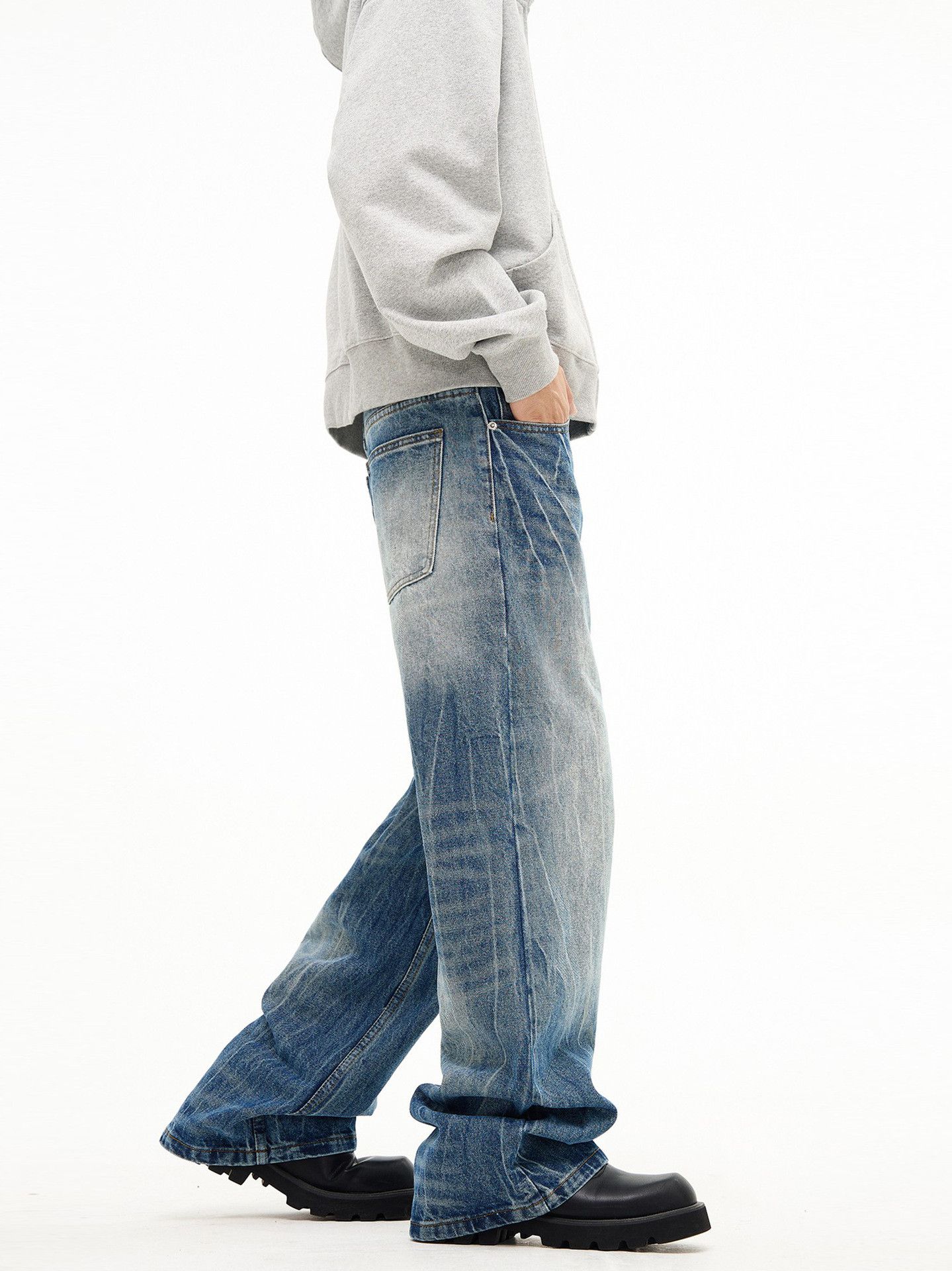 Japanese Brand × Jean Lightning wash vintage cleanfit straight bootcut jeans Size US 32 / EU 48 - 4 Thumbnail