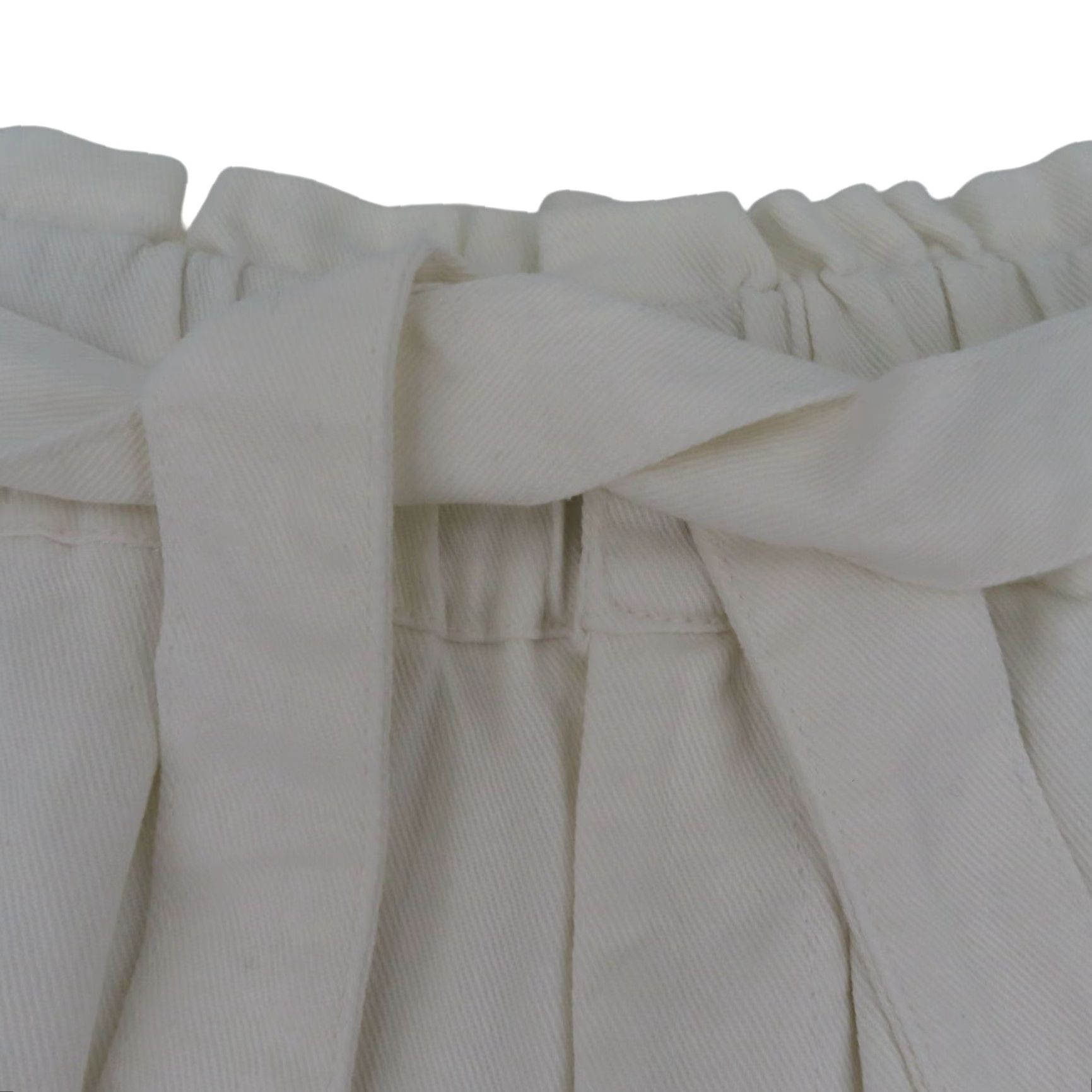 Vintage Draper James Womens Paperbag Shorts Cotton Blend White Denim ShortS Waist Tie NEW Size 28" / US 6 / IT 42 - 3 Thumbnail