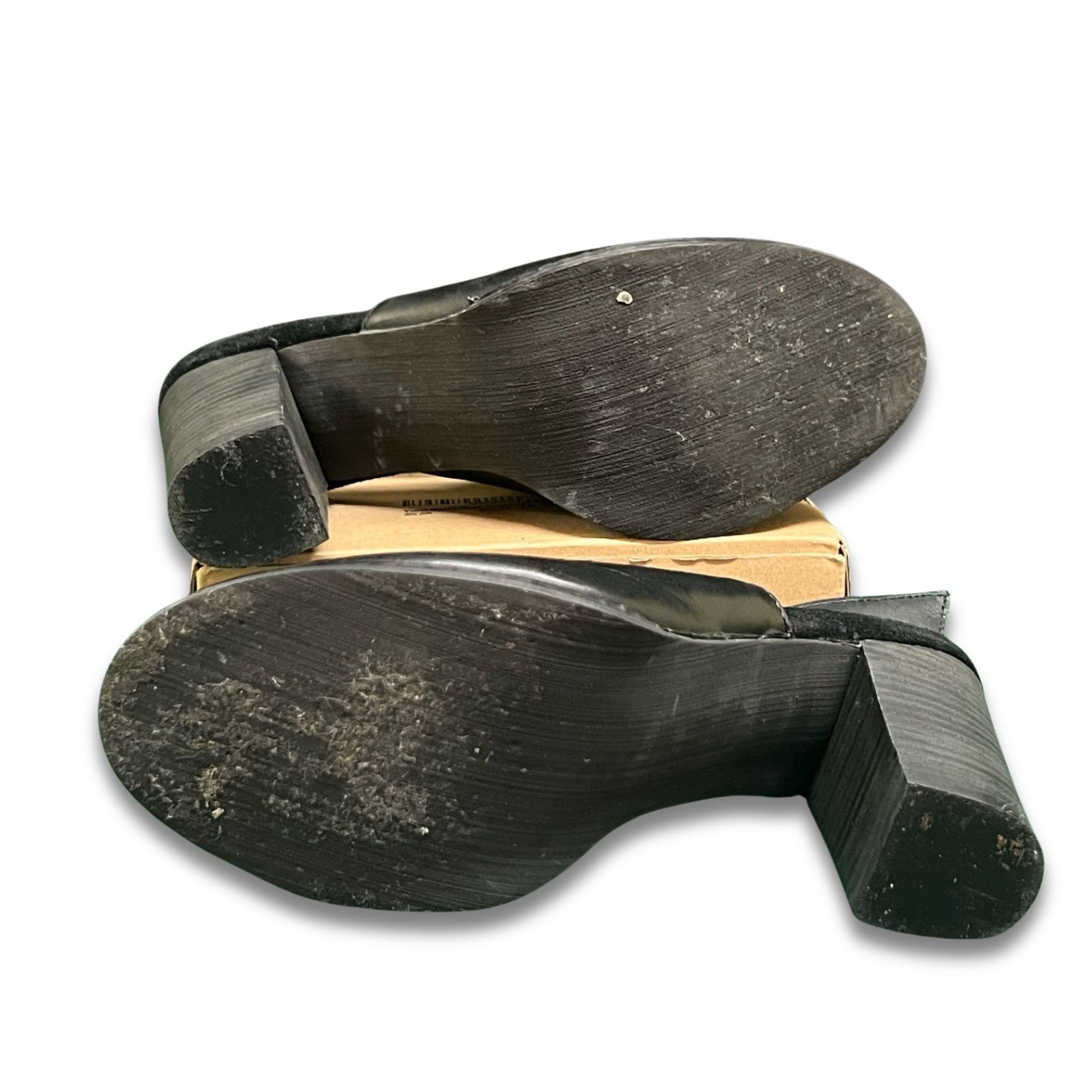 Other Black Leather Open-Toe Heeled Sandals Size 7 With Buckle Str Size US 7 / IT 37 - 8 Thumbnail
