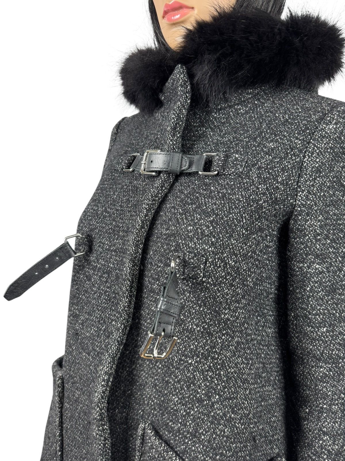 Maje Maje H13 Domino Wool Duffle Coat Fur Coyote Trim size 36 Size XS / US 0-2 / IT 36-38 - 10 Thumbnail