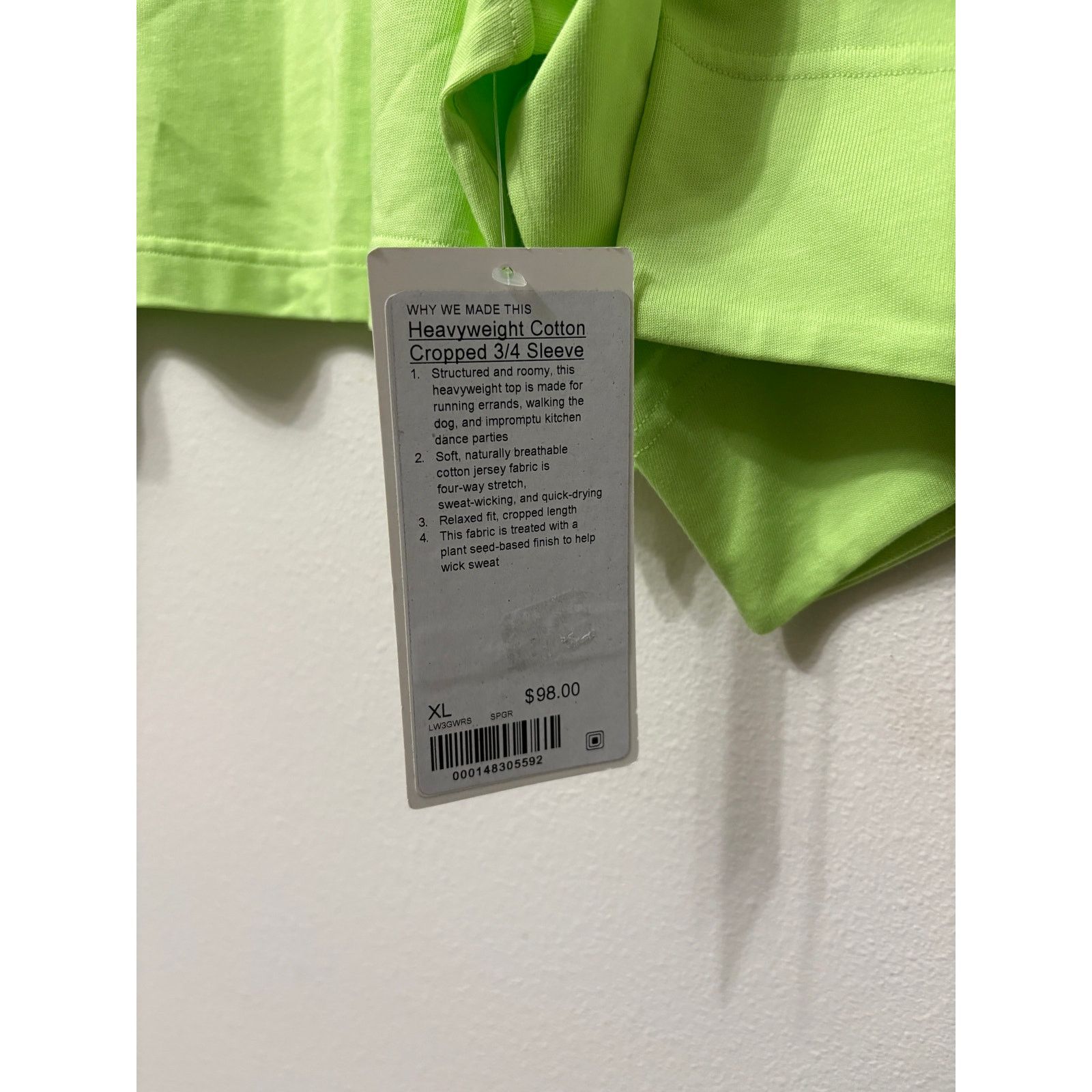 Lululemon NWT Lululemon Heavyweight Cropped 3/4 Sleeve Sz XL MSRP $98 Size XL / US 12-14 / IT 48-50 - 4 Thumbnail