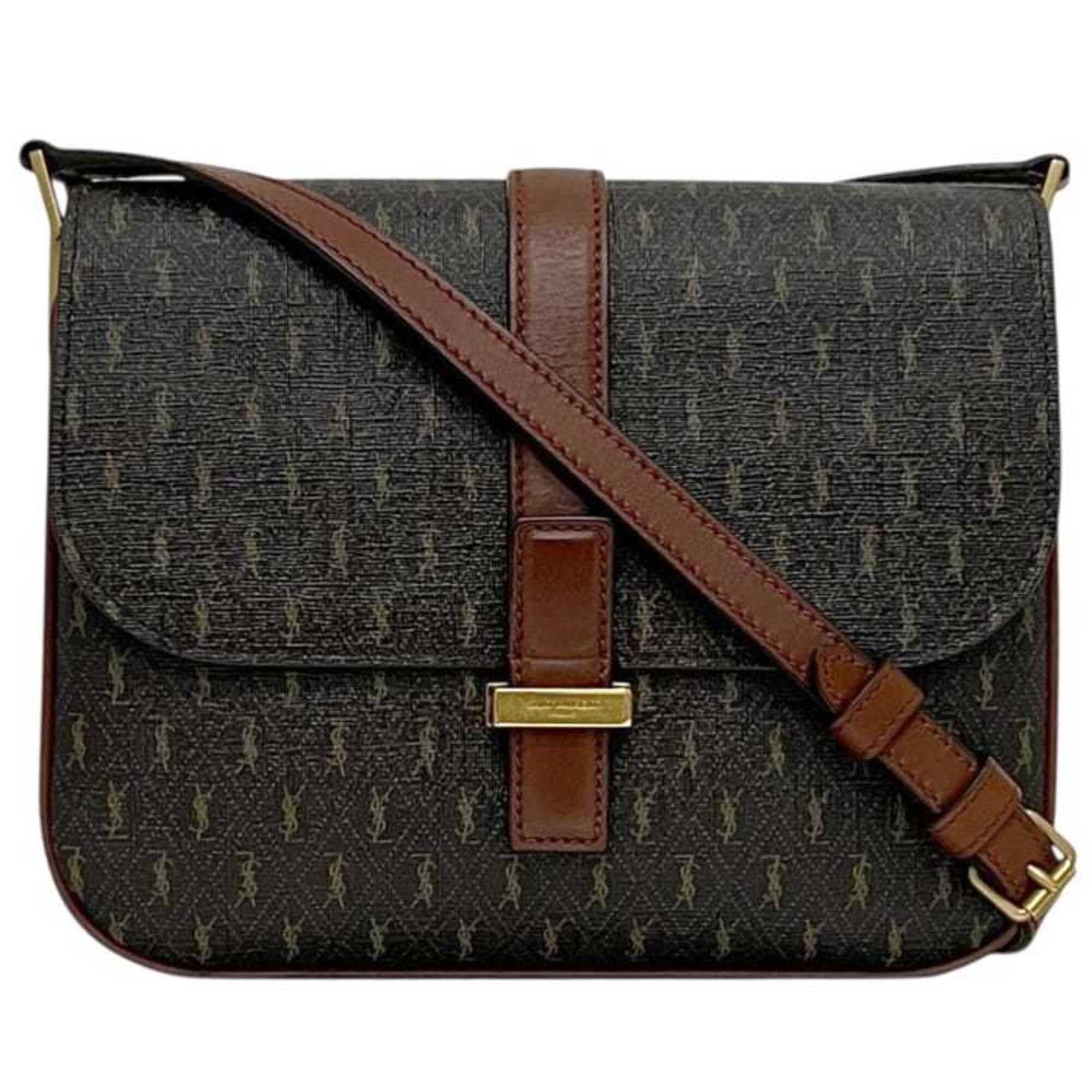 Saint Laurent Paris Saint Laurent Shoulder Bag Satchel f-25341 Dark Brown Monogram GAB 568604 0721 PVC Leather SAINT LAURENT PARIS YSL Flap Crossbody Size ONE SIZE - 1 Thumbnail