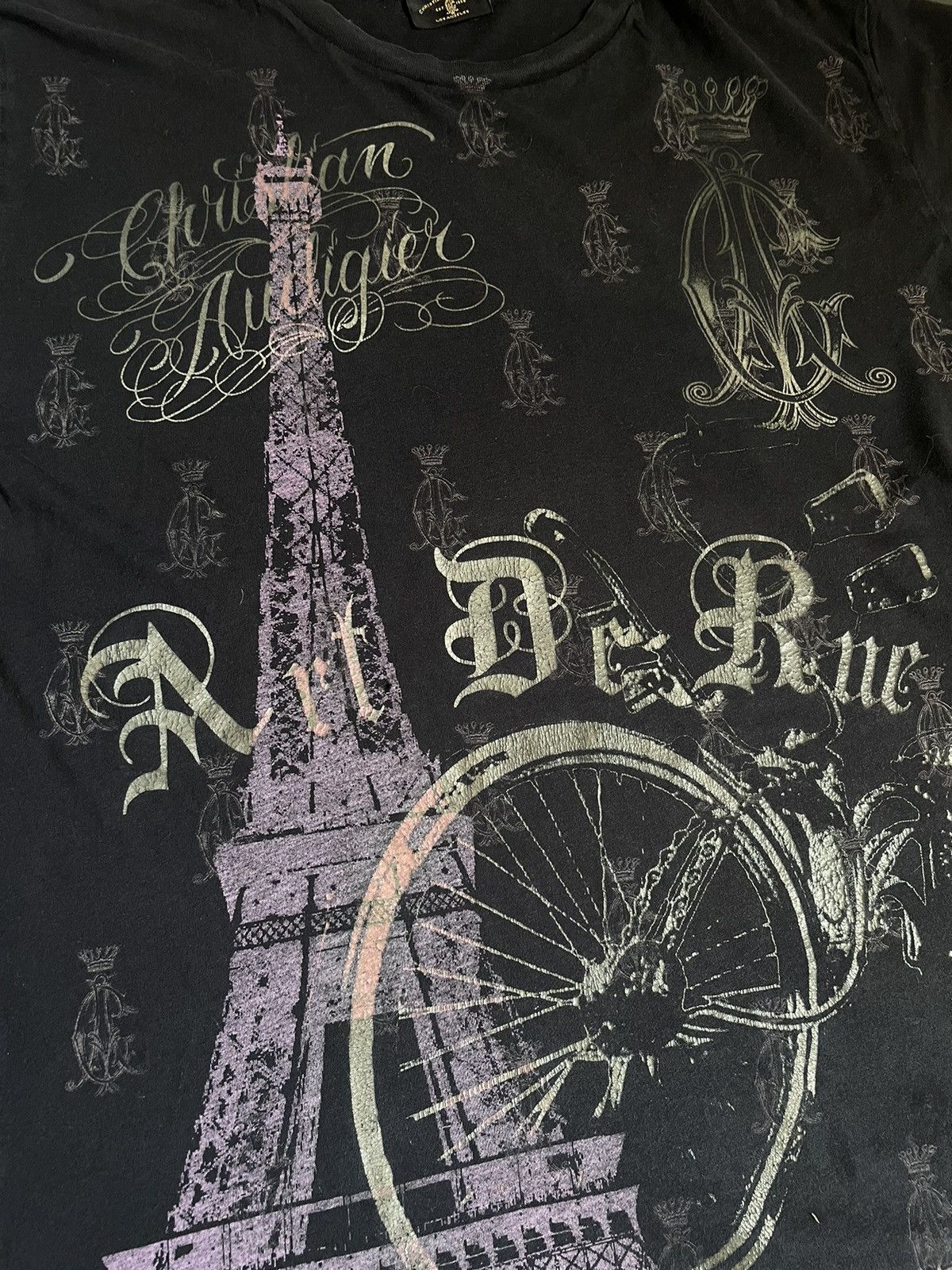 Christian Audigier × Ed Hardy Rare Christian Audigier Full Print Paris Tee T-shirt Y2k Size US L / EU 52-54 / 3 - 7 Thumbnail