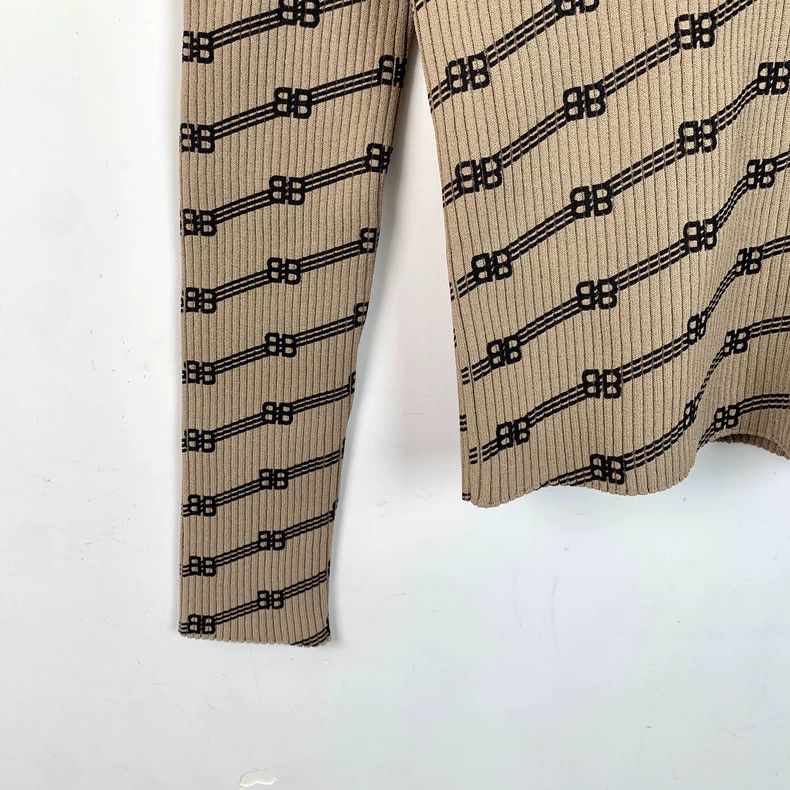 Balenciaga Balenciaga Brown bullet-screen logo full-print knit sweate Size XS / US 0-2 / IT 36-38 - 4 Thumbnail