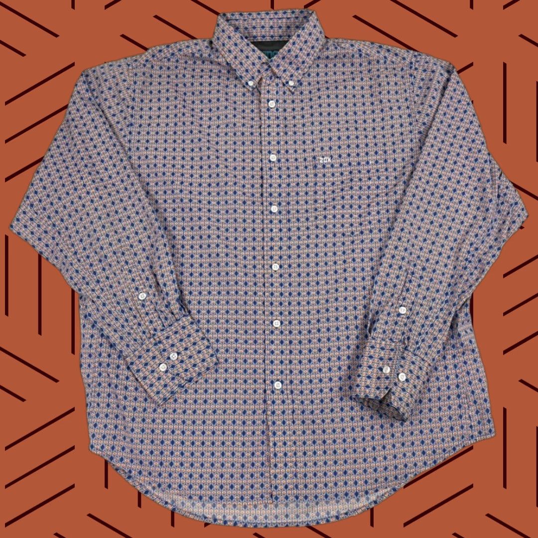 Wrangler Wrangler 20X Competition Shirt Mens XL Orange Blue Geomtric Western Cowboy Geometric Size US XL / EU 56 / 4 - 1 Thumbnail