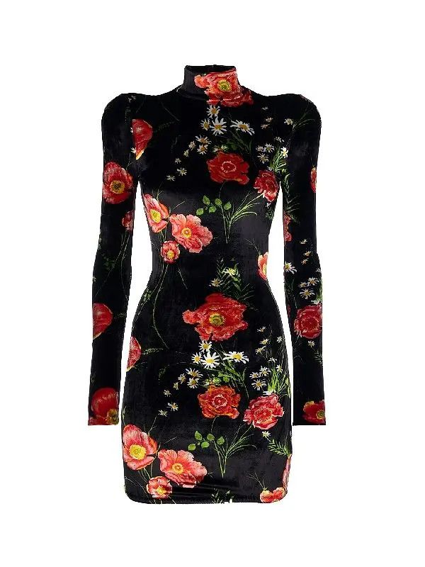 Balenciaga o1bcso1str0525 Poppy Turtleneck Dress in Multicolor Size XL / US 12-14 / IT 48-50 - 1 Thumbnail