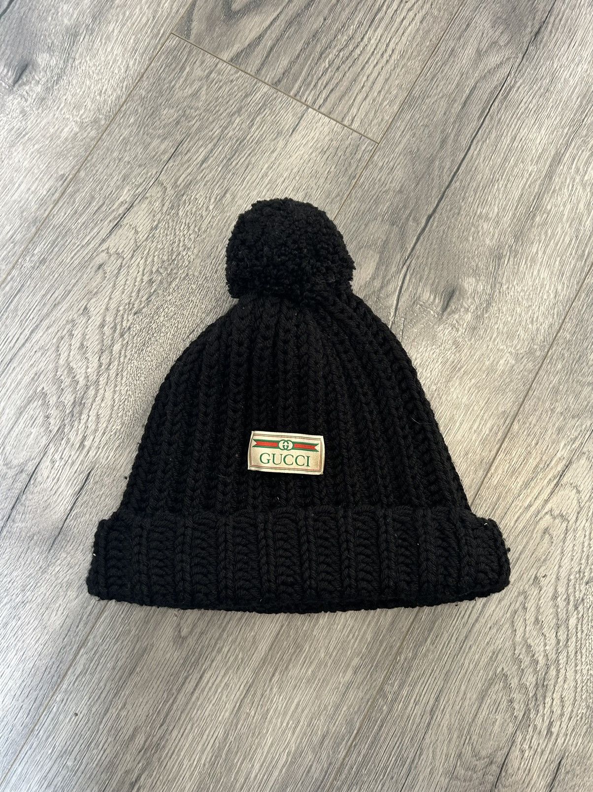 Gucci Black Logo Beanie Size ONE SIZE - 1 Thumbnail