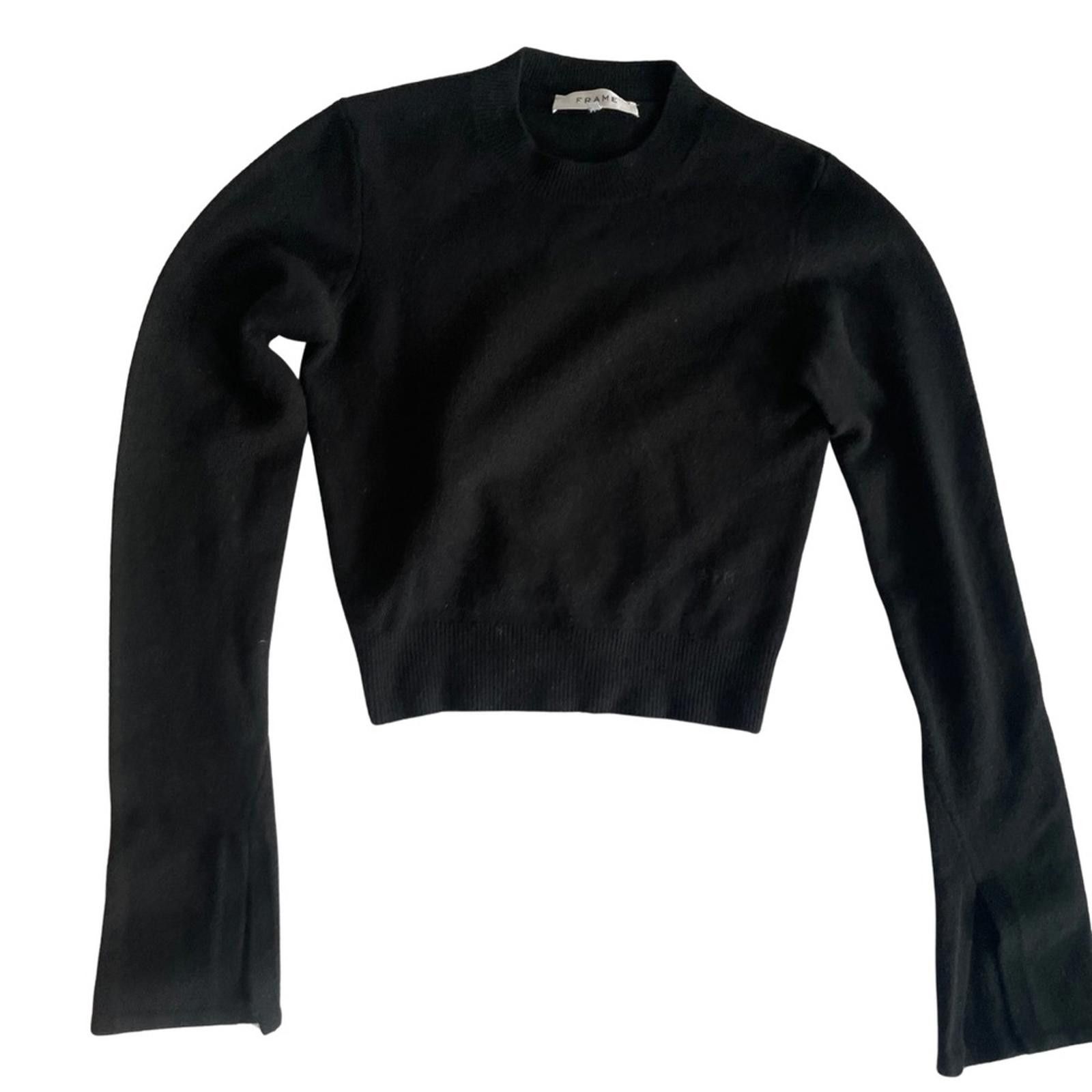Frame FRAME Stretch Cashmere Crewneck Sweater Black Noir Size S / US 4 / IT 40 - 2 Thumbnail