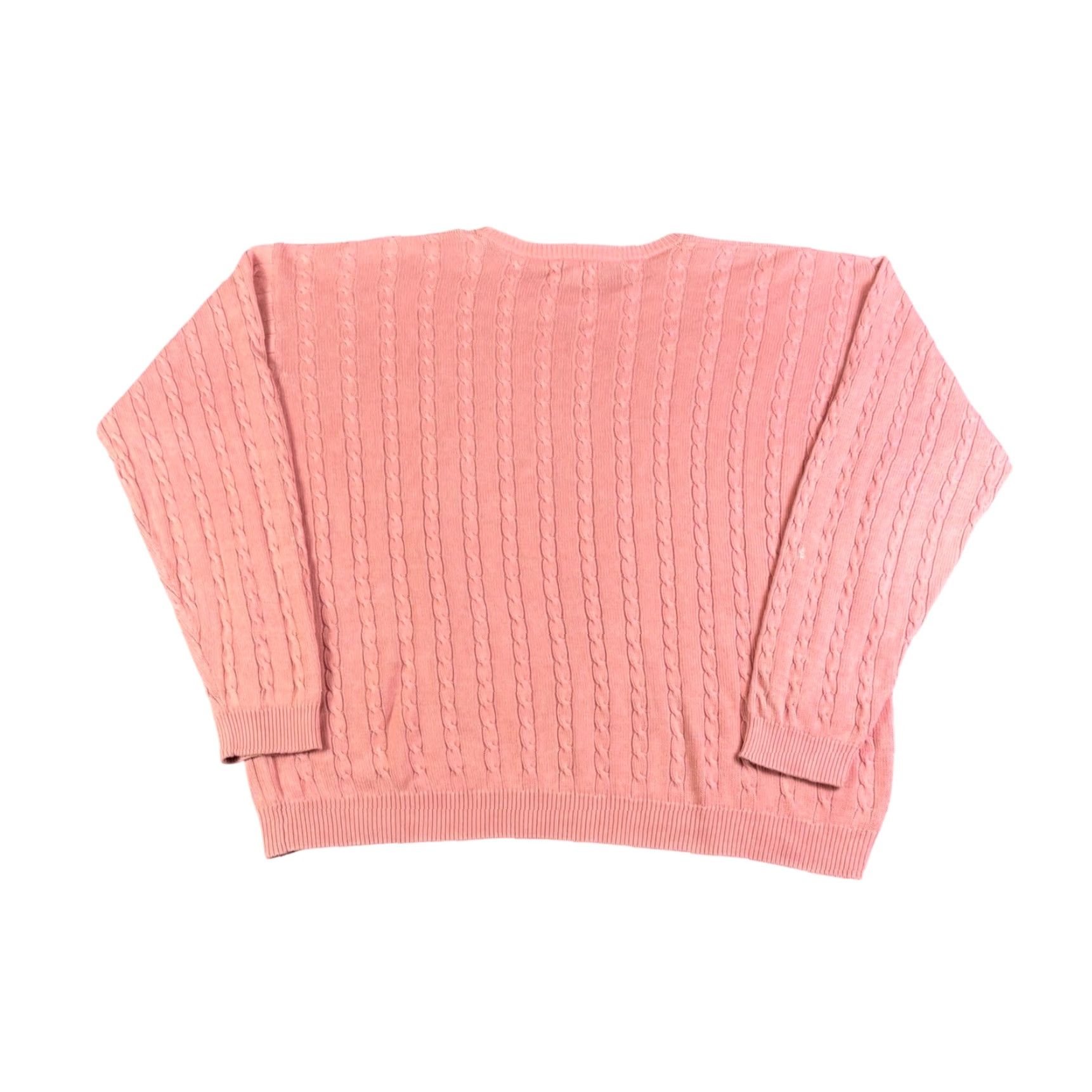 Pinko Alligator Alley Pink Cable-Knit Sweater XL Crew Neck Long Sleeve Womens Size XL / US 12-14 / IT 48-50 - 2 Thumbnail