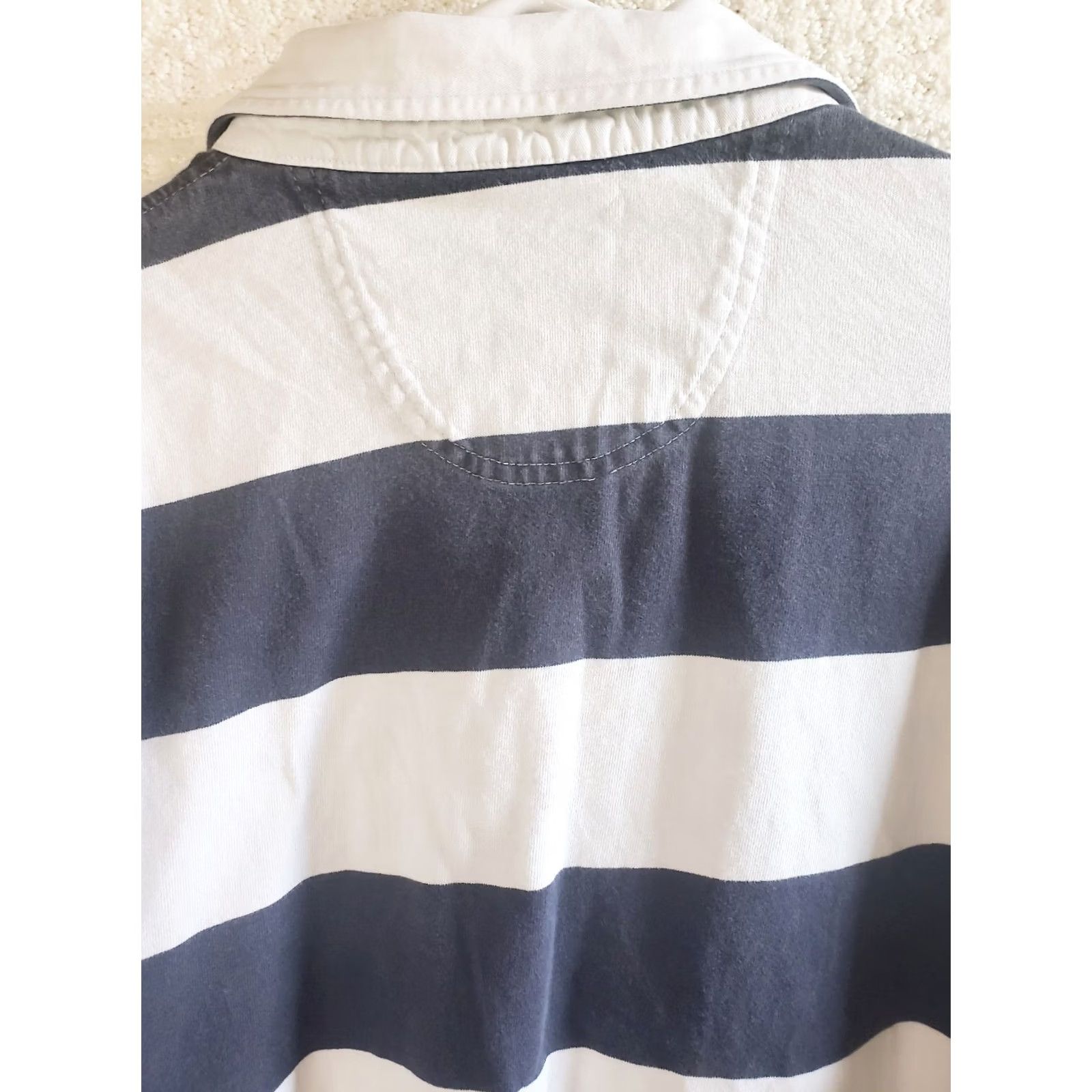 Izod VINTAGE IZOD Rugby Polo Shirt Men XL Blue White Stripe Cotton Long Sleeve EUC Size US XL / EU 56 / 4 - 7 Thumbnail