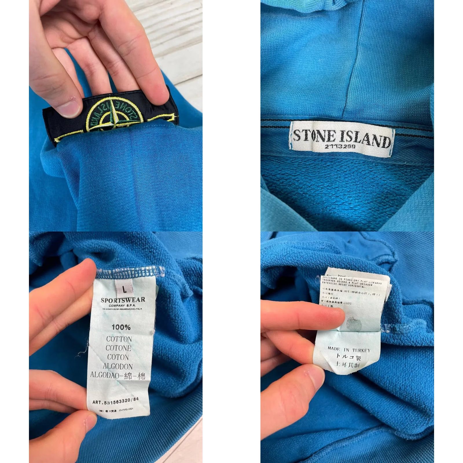 Stone Island VINTAGE Stone Island Hoodie Men L Blue Shirt Size US L / EU 52-54 / 3 - 9 Thumbnail