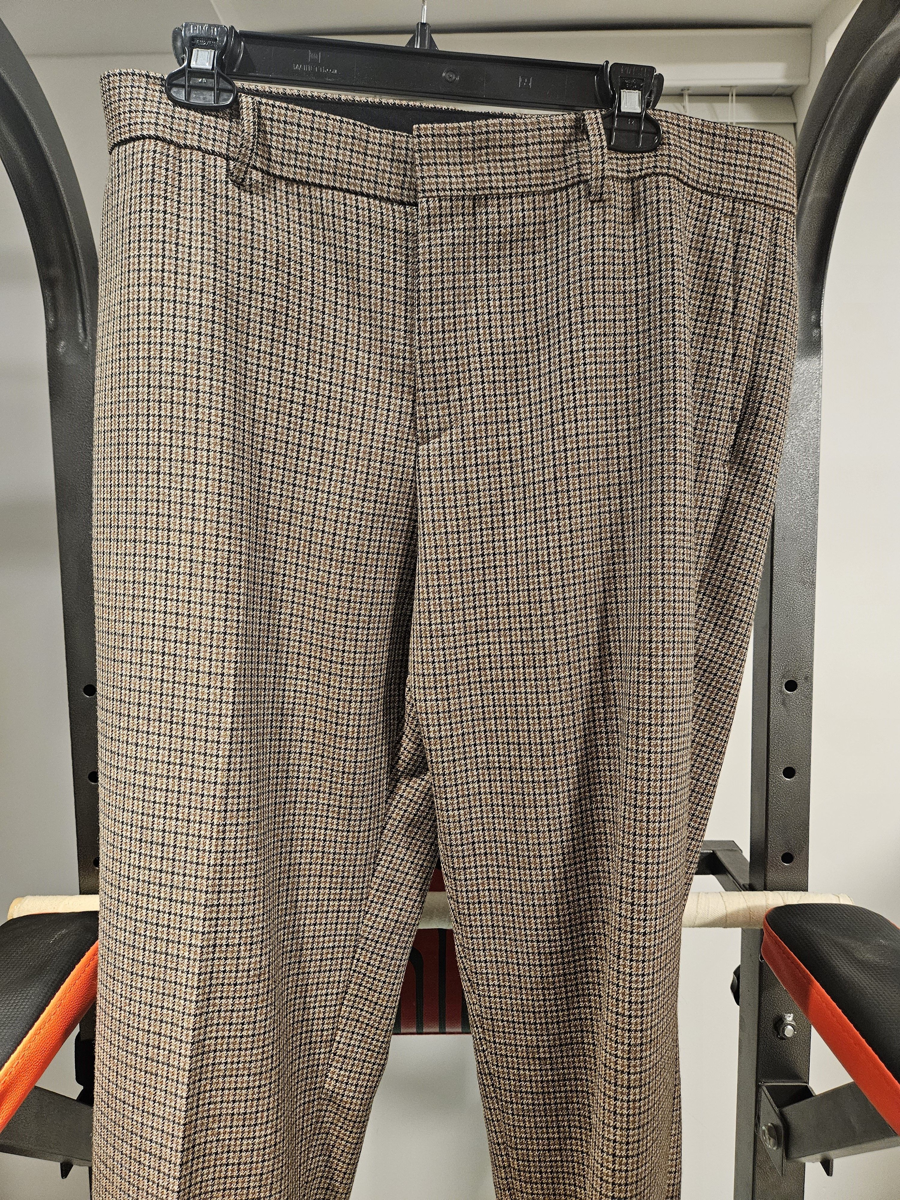 Solid Homme (FINAL SALE) Solid Homme Beige Check Cuffed Hem Pants Sz 52 Size US 36 / EU 52 - 6 Thumbnail