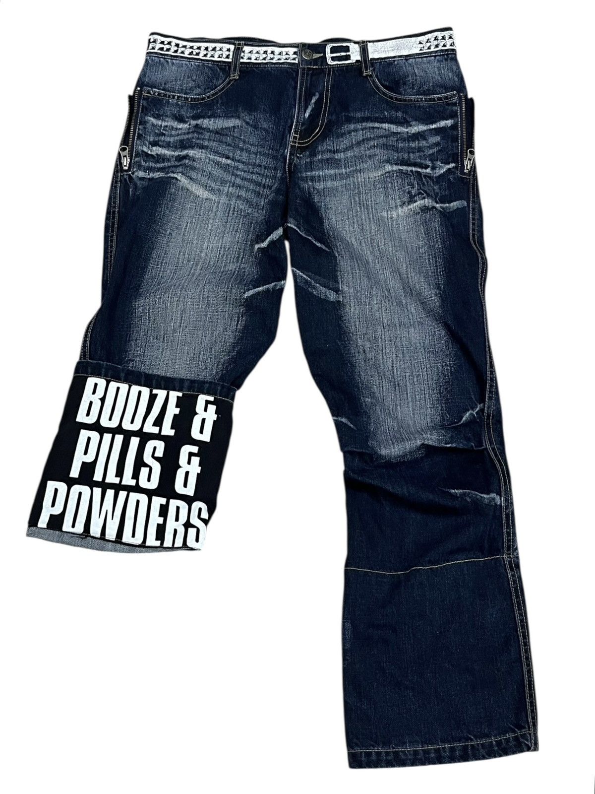 PPFM 🔥PPFM Booze Pills Powders Cropped Denim Archive Grail Size US 31 - 2 Thumbnail