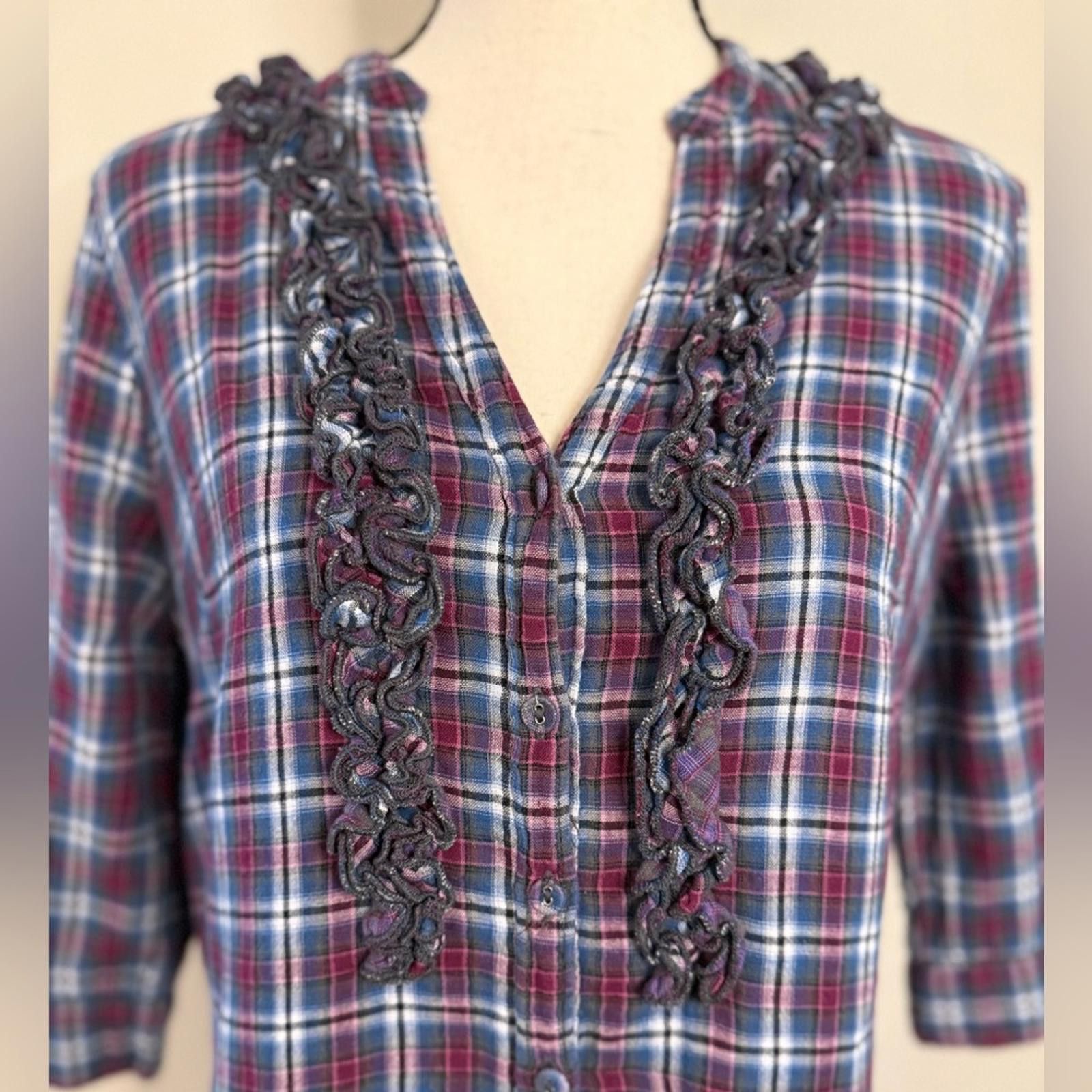 Converse Converse One Star fleece plaid ruffled tunic top SZ M Size M / US 6-8 / IT 42-44 - 5 Thumbnail