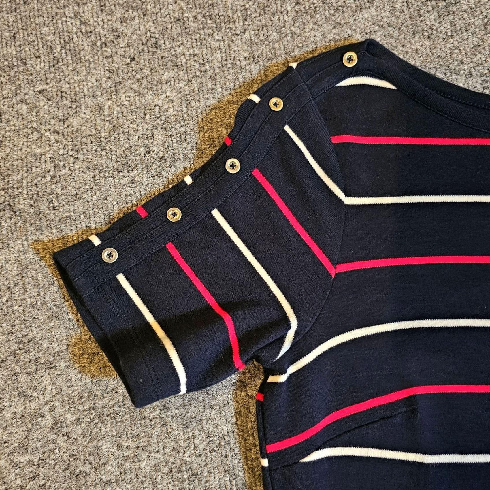 Talbots Talbots Dress Women Petite Medium Blue Red Striped Sheath Fitted Stretch Casual Knit Navy Black?? Size M / US 6-8 / IT 42-44 - 4 Thumbnail
