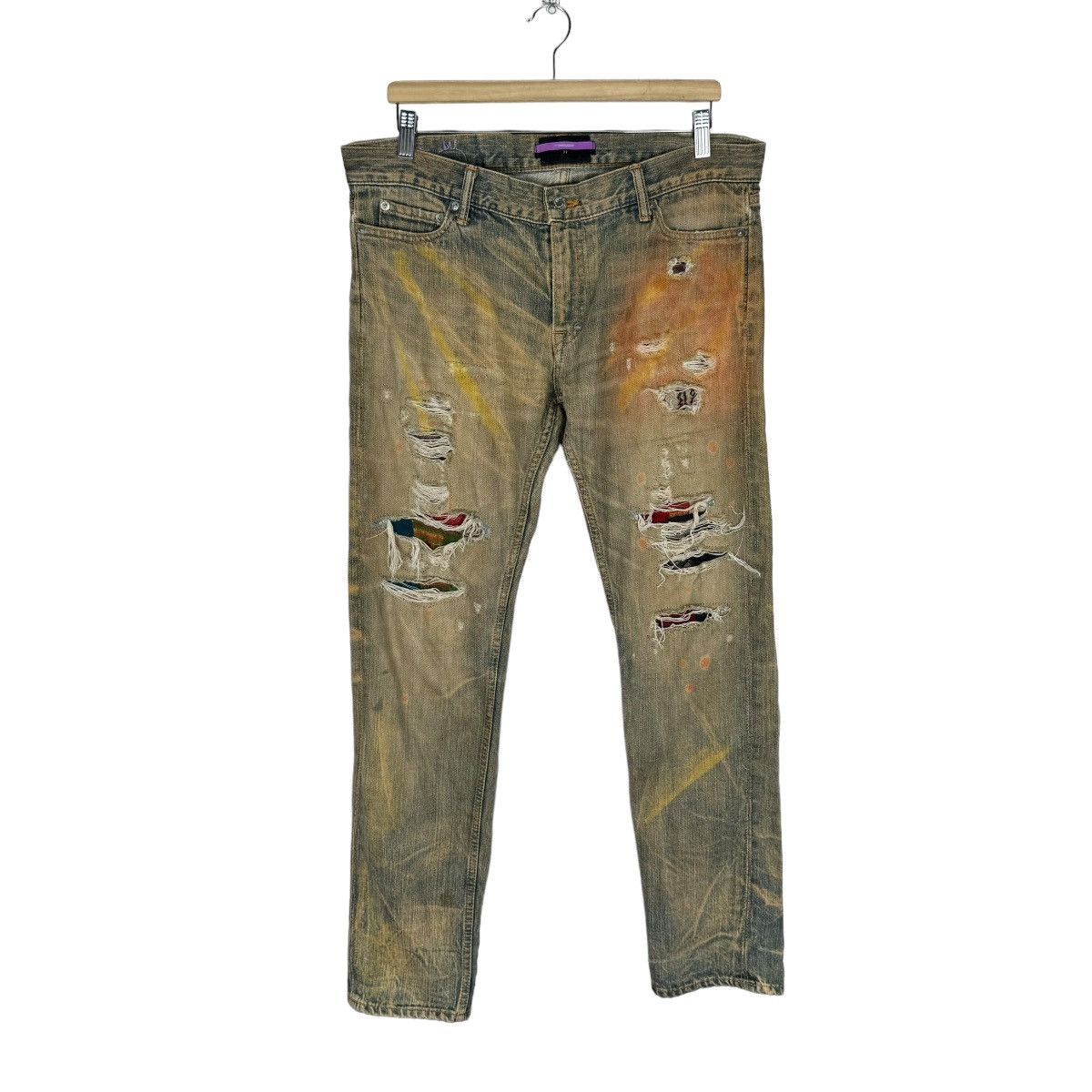 Japanese Brand ☀️SWAGGER PAINT SPLASH SELVEDGE DENIM PANTS Size US 34 / EU 50 - 1 Thumbnail