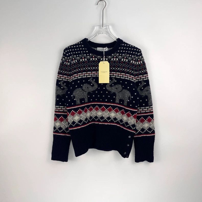 Thom Browne Thom Browne Size 42Dark Blue Elephant Wool Mohair Long Slee Size US XS / EU 42 / 0 - 3 Thumbnail
