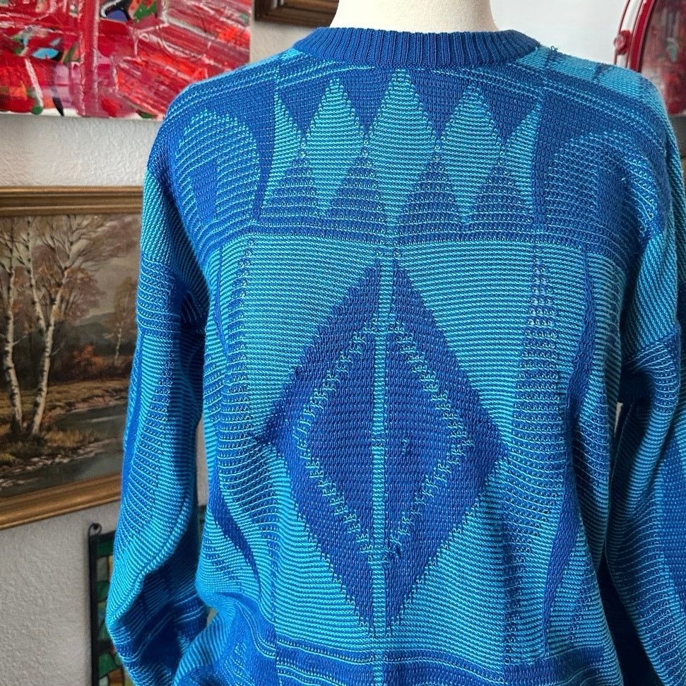 Other maglieria nuvita triangle knit blue long sleeve sweater Size L / US 10 / IT 46 - 2 Thumbnail
