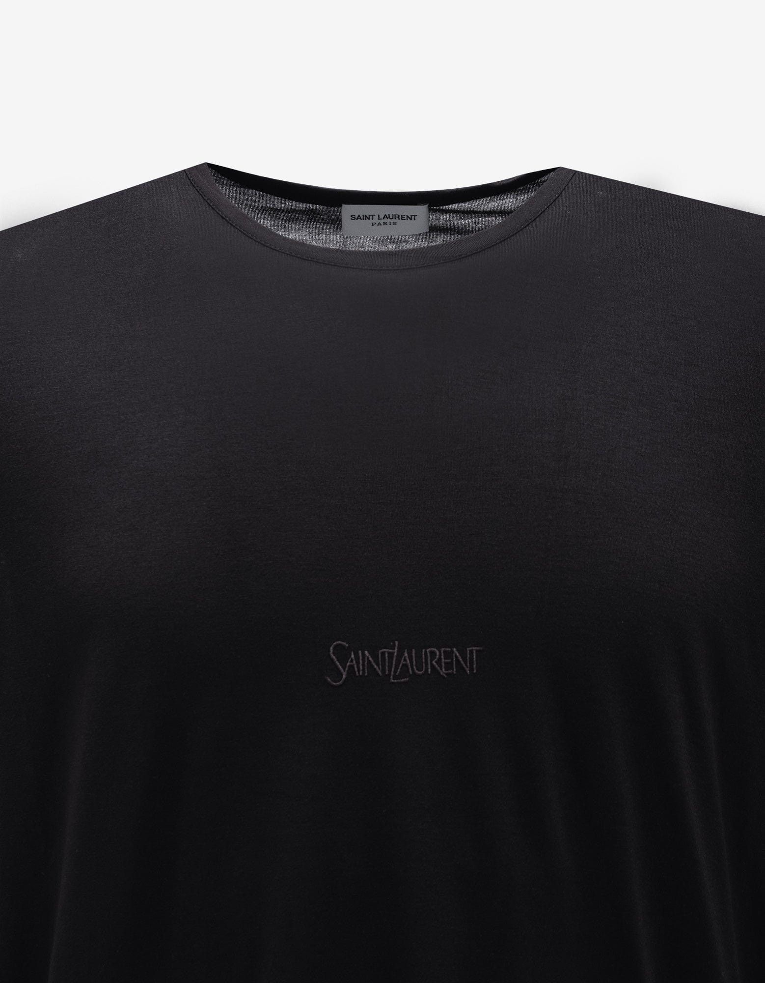 Saint Laurent Paris Black Logo Embroidered T-Shirt Size US M / EU 48-50 / 2 - 5 Thumbnail