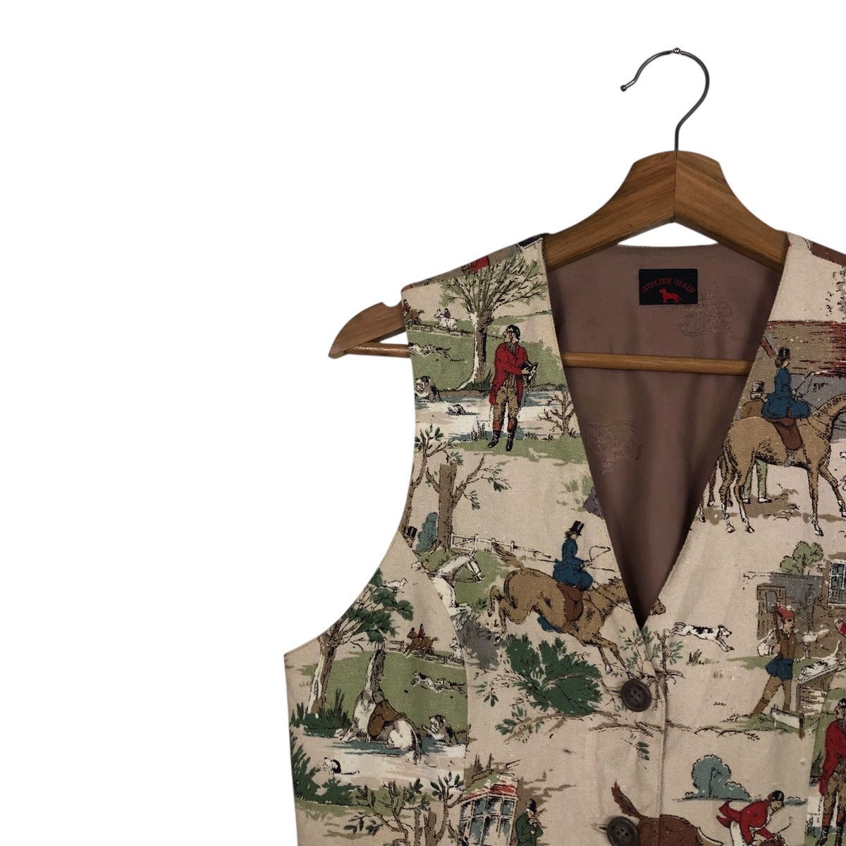 Japanese Brand 📌Vintage Waist Jacket Atelier Haiji Full Print Design Size US M / EU 48-50 / 2 - 8 Thumbnail