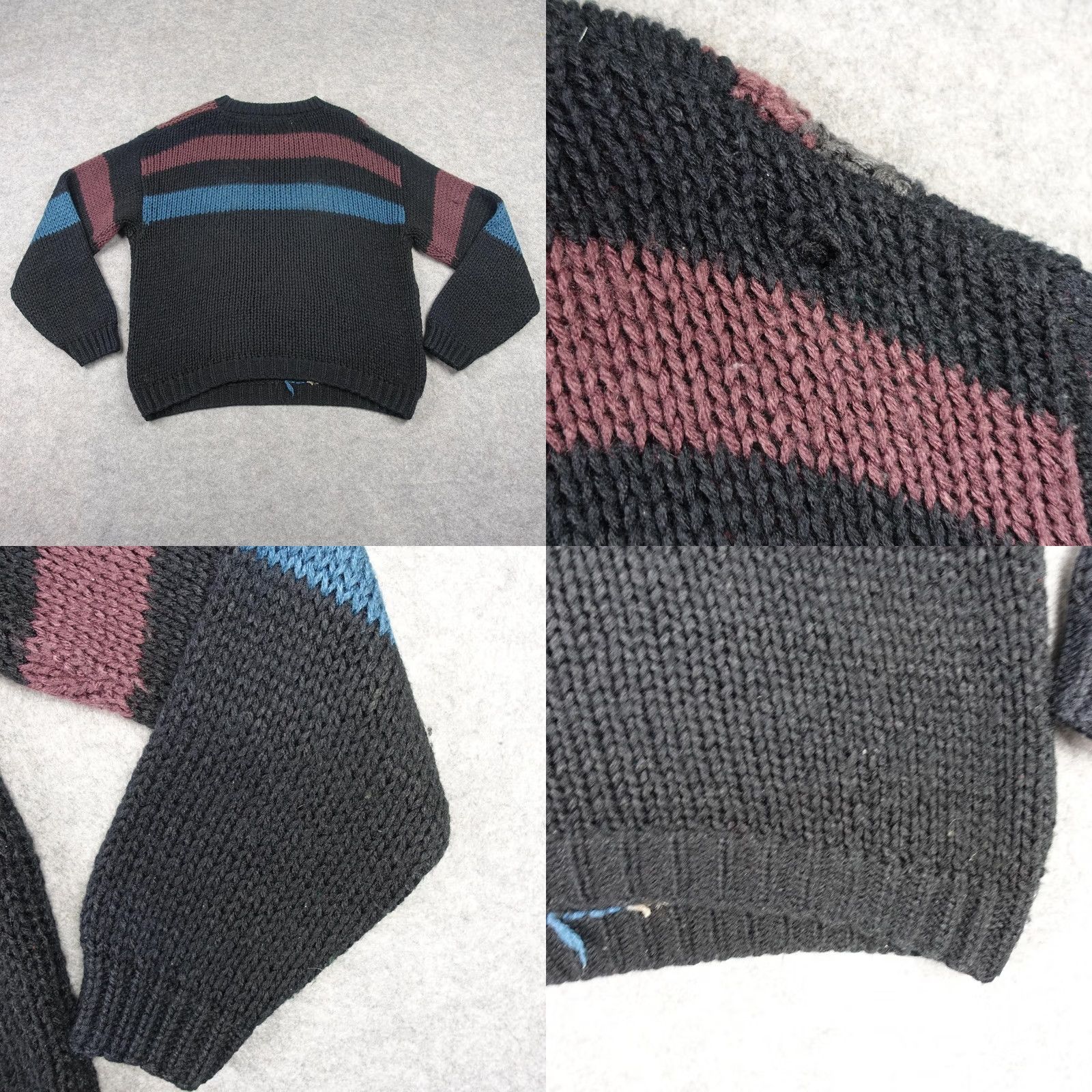 Vintage VINTAGE Street Scenes Sweater Mens M Black Argyle Knit Pullover Crew Neck Heavyweight Chunky Knit Size US M / EU 48-50 / 2 - 8 Thumbnail