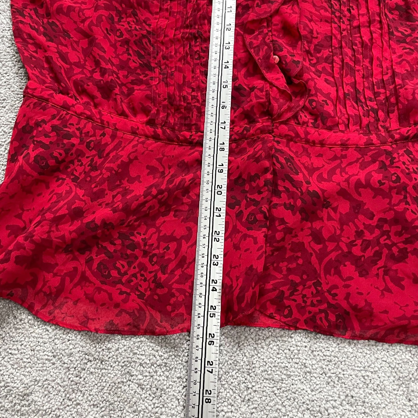 Vintage New York City Design Blouse Womens 2XL Red Button Down Peplum Ruffles Pleated Size XXL / US 16-18 / IT 52-54 - 7 Thumbnail