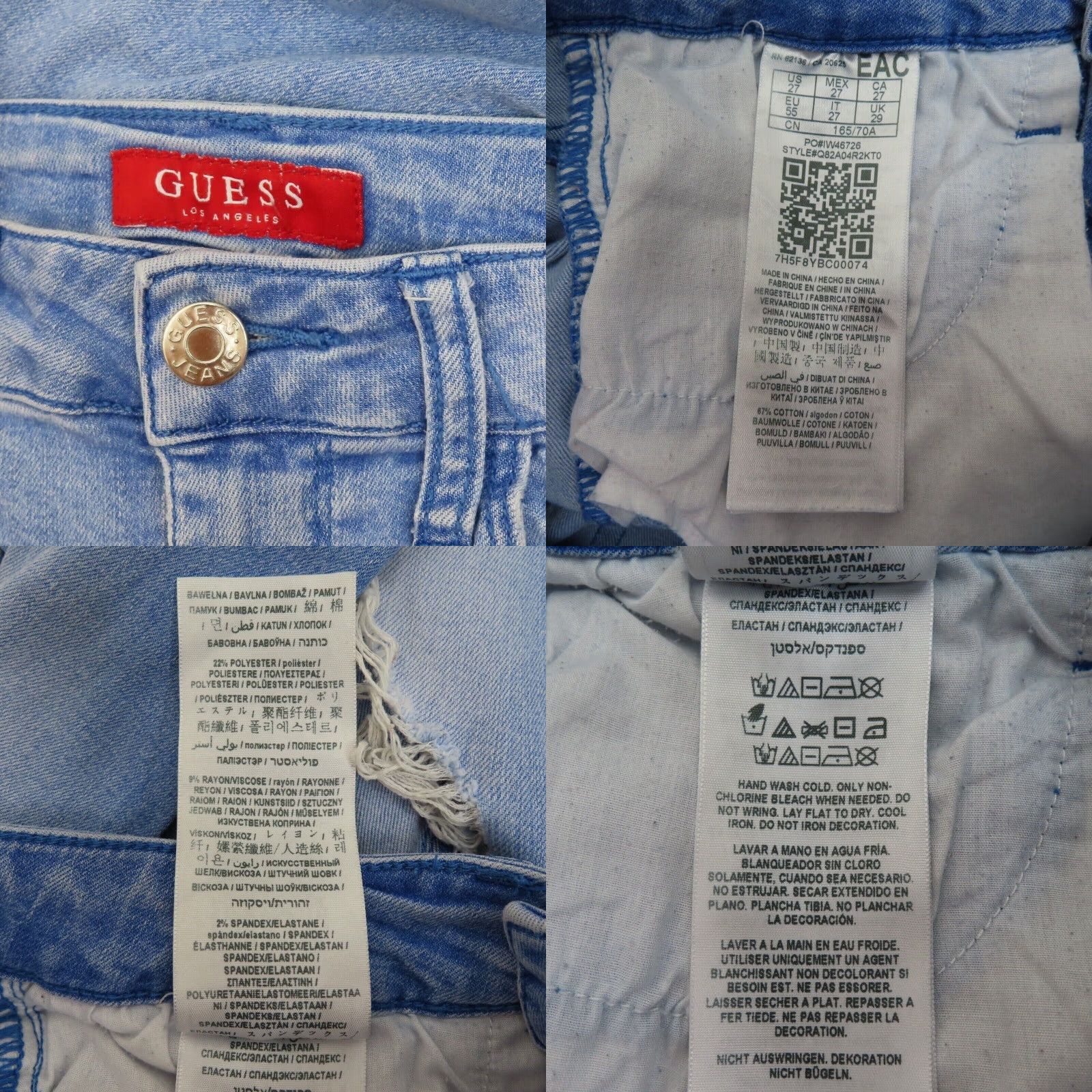 Guess GUESS Womens Jeans Denim Skinny 27 Blue Distressed Shredded Pearl Beaded Pants Regular Womens Size 27 Blue Distressed Beaded Jeans Size 27" / US 4 / IT 40 - 8 Thumbnail