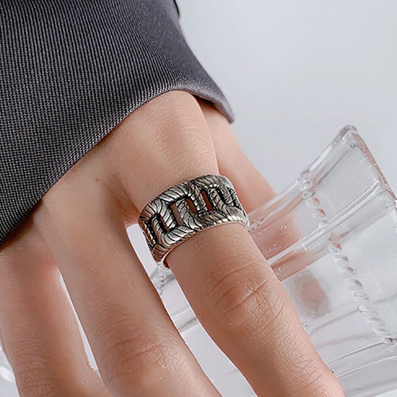 Jewelry Creative Chain Geometric Handmade Ring Size ONE SIZE - 3 Thumbnail