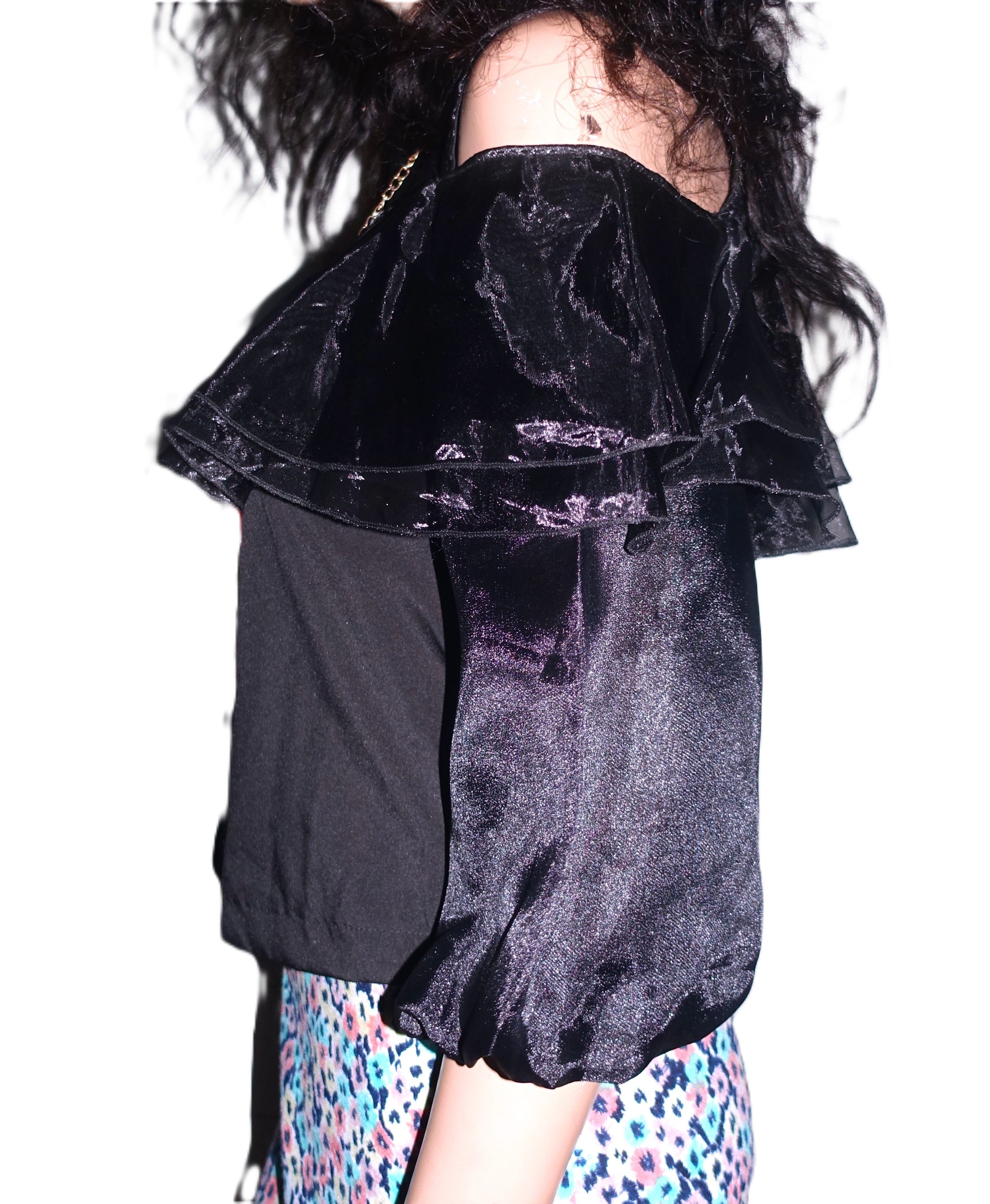 Other Twist & Turn Black Cold Shoulder Blouse One Size Size ONE SIZE - 3 Thumbnail