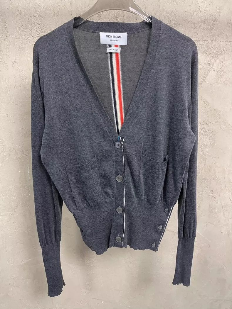 Thom Browne Thom Browne Gray cardigan sweater with colored stripes on Size S / US 4 / IT 40 - 3 Thumbnail