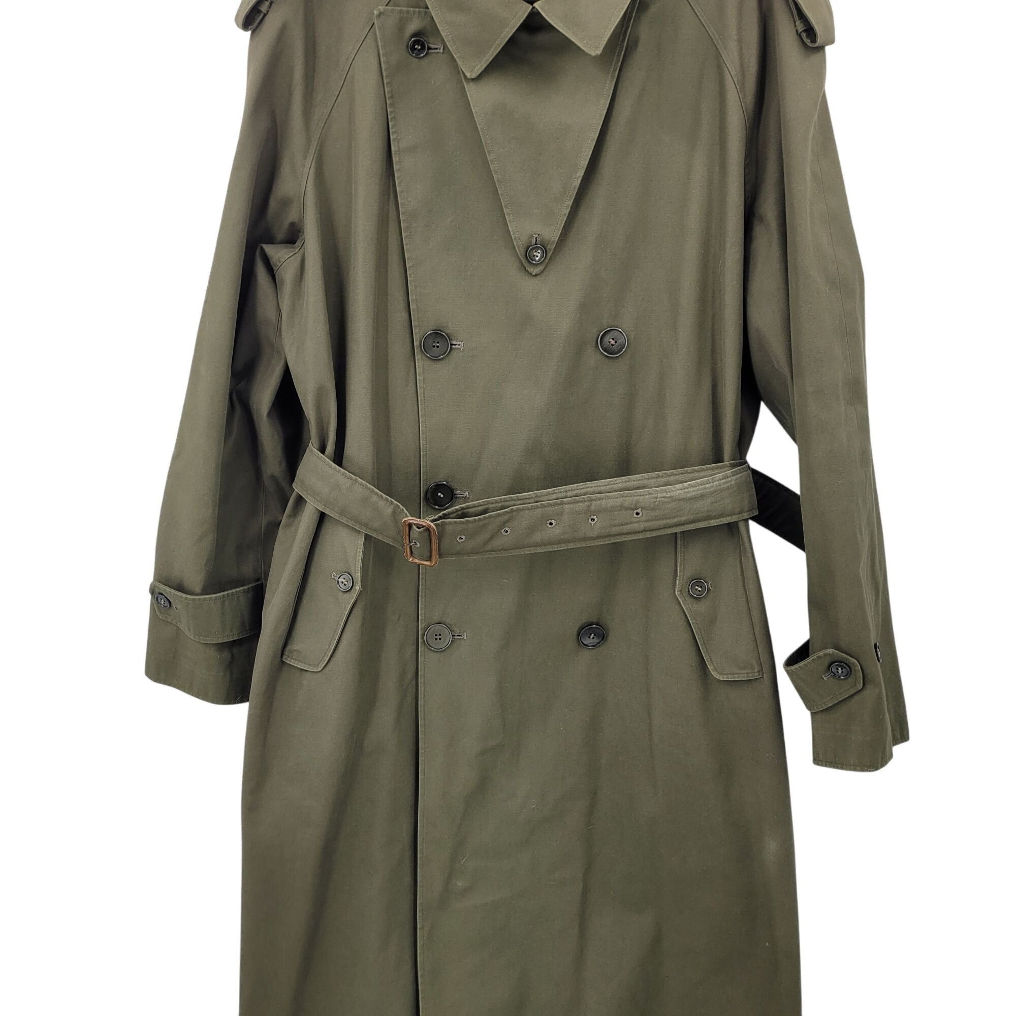 Vintage Vintage Army Green Military Trench Coat XL Belt Shoulder Tab Size US XL / EU 56 / 4 - 10 Thumbnail