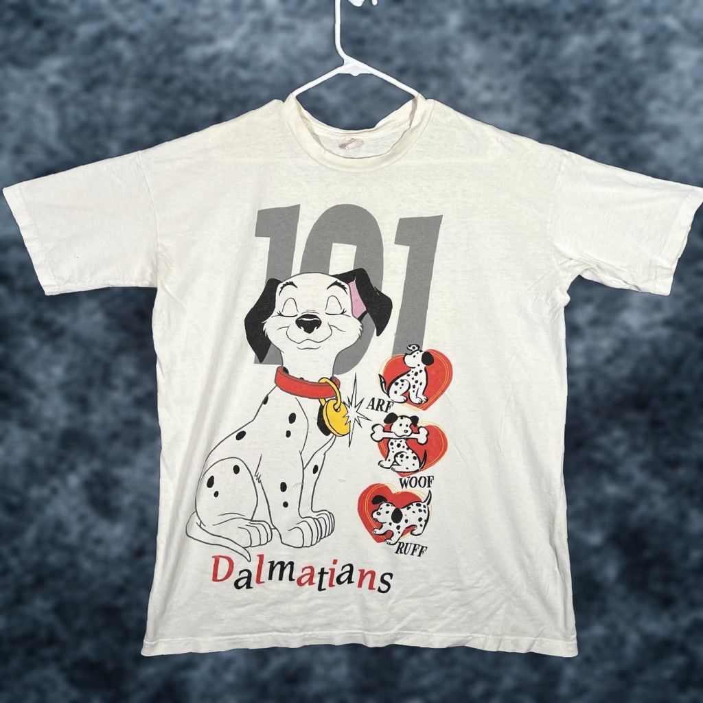 Disney VINTAGE Disney 101 Dalmatians T-Shirt Adult XL White 90s Cartoon Mens Size US XL / EU 56 / 4 - 1 Thumbnail