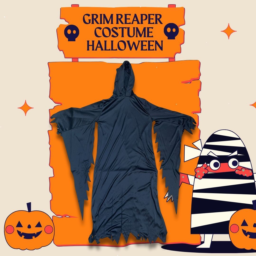 Other Grim Reaper Halloween Costume With Hood & Jagged Sleeves Adu Size US L / EU 52-54 / 3 - 1 Thumbnail