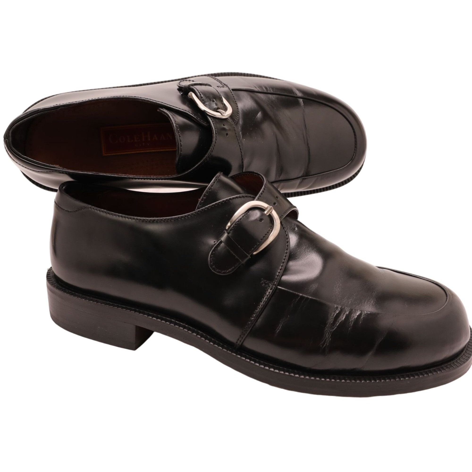 Cole Haan Cole Haan Mens 10D Black Leather Monk Strap Loafers Buckle Size US 10 / EU 43 - 11 Thumbnail