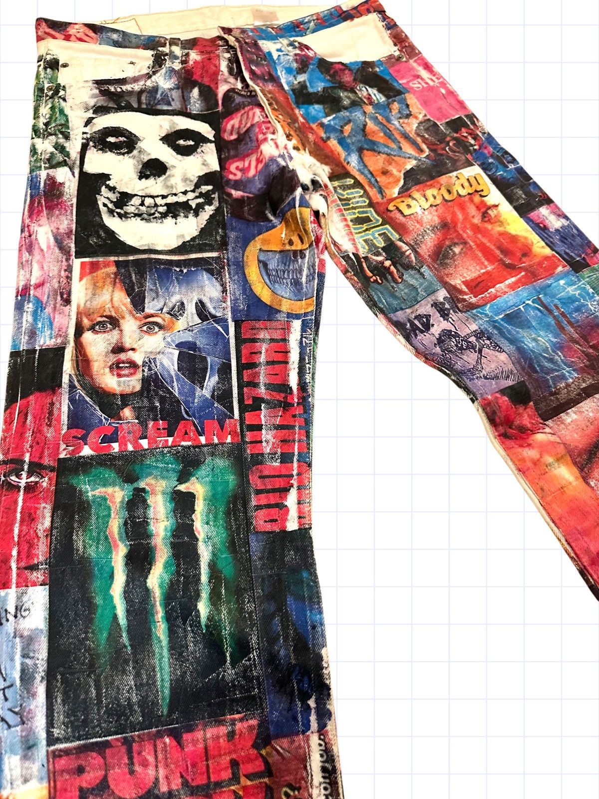 Designer × Vintage 1/1 Horror Printed Denim Size US 33 - 3 Thumbnail