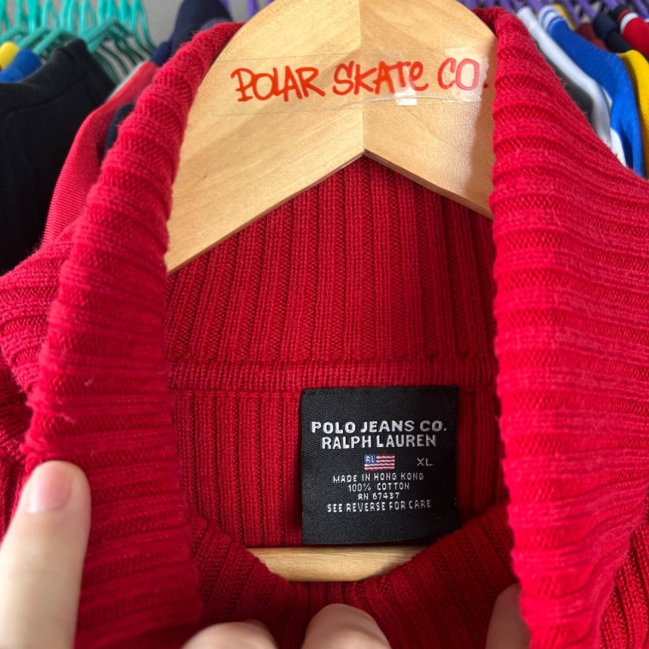 Polo Ralph Lauren 90s Polo Jeans Co Ralph Lauren Red Knit Turtleneck Sweater Size US XL / EU 56 / 4 - 9 Thumbnail