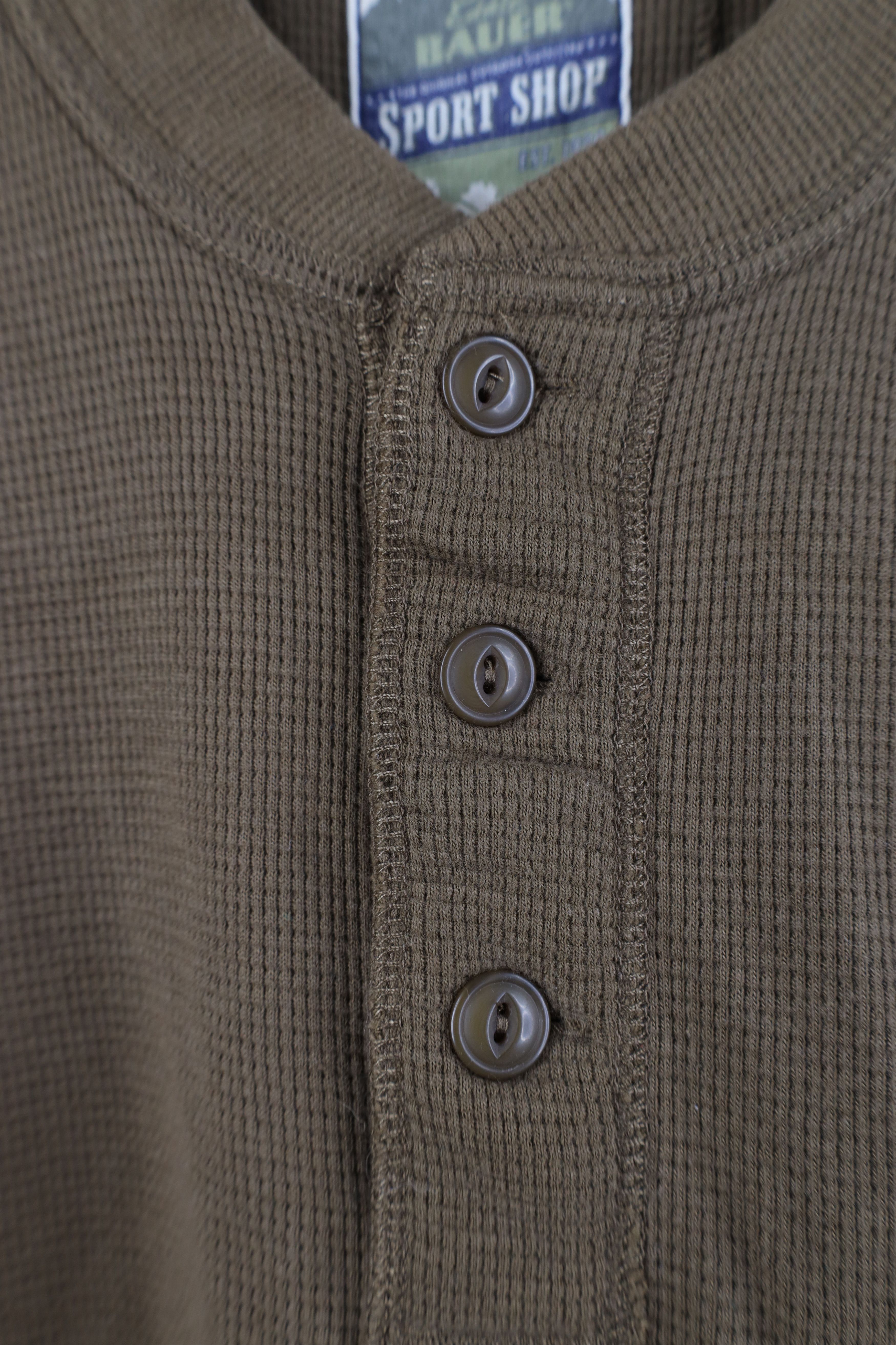Eddie Bauer × Vintage Vintage Eddie Bauer Thermal Waffle Knit Henley T-Shirt Breen Size US XL / EU 56 / 4 - 4 Thumbnail